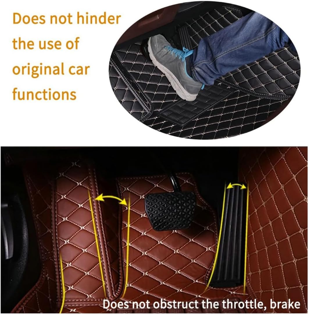 Custom Personalized Floor Mats for Cars,Luxury Full Coverage All Car Floor Mats,Anti-Slip Leather Car Mat Set ,Custom Floor Mats for 99% of Cars, Trucks & SUVs. (Black Beige)