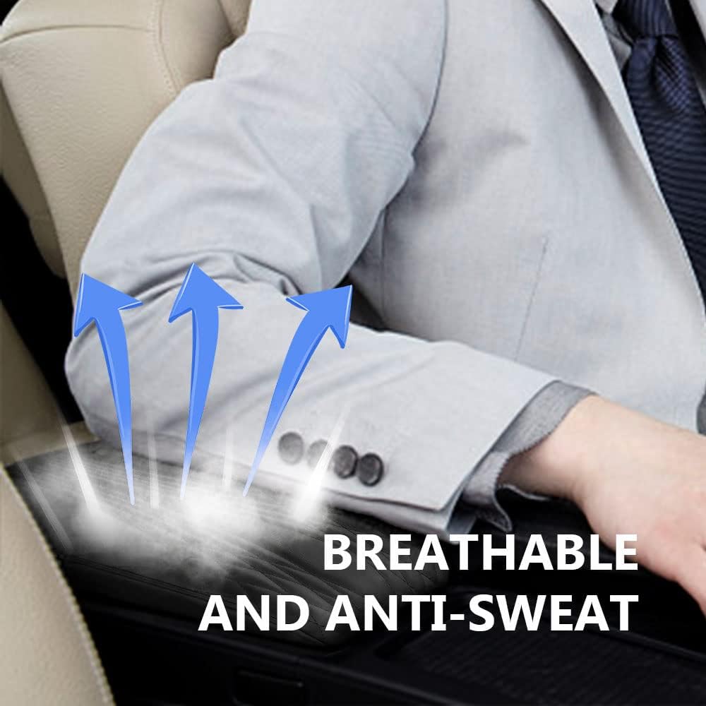 2025 Upgrade Universal Style Memory Cotton Car Armrest Box Pad,New Leather Car Armrest Box Pad Car Center Console Cover Pad,Vehicle Seat Box Cushion Protector for SUV Truck (Gray, Angle Pattern)