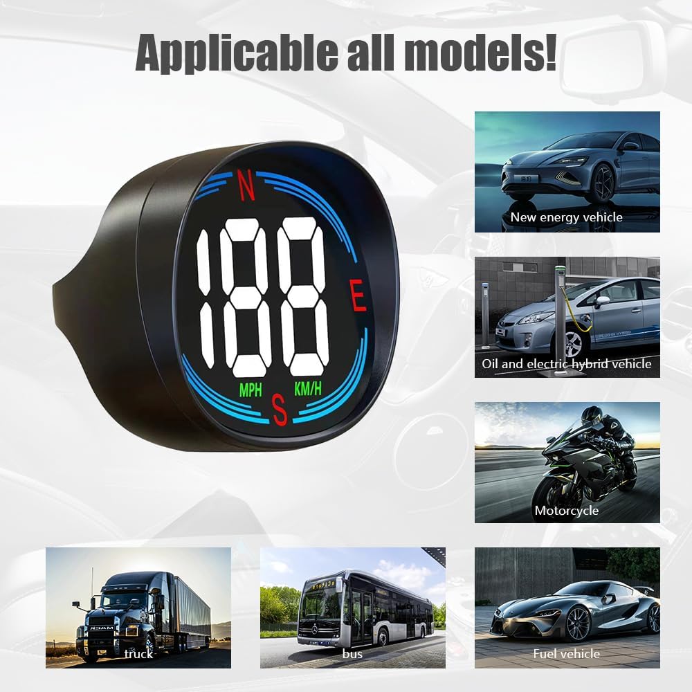 H2 GPS Speedometer Digital Speedometer GPS HUD Universal All Cars Head Up Display Vehicle Speed Compass MPH KMH Speed Gauge Plug and Play