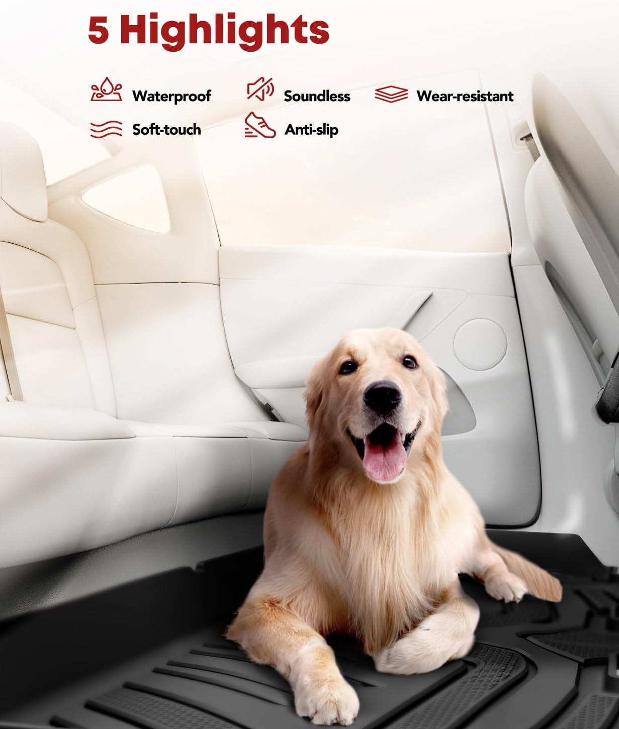 YHTAUTO Floor Mats Fit 2012-2013 Toyota Tundra CrewMax Cab, TPE All Weather Car Mats Waterproof Anti-Slip Odorless Floor Liner, Interior Car Accessories Front & 2nd Row Liner