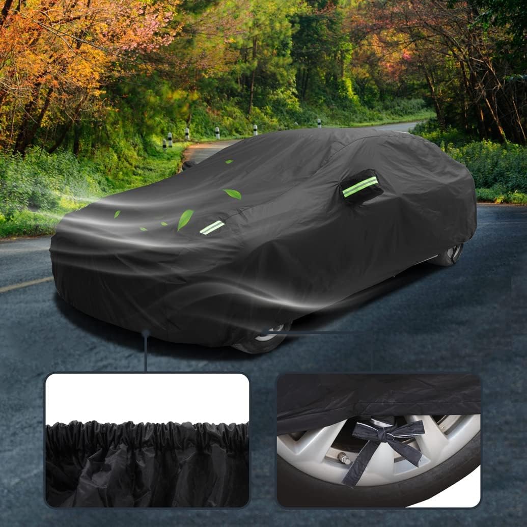 Car Cover Compatible with Cadillac CT4 2020-2025, Waterproof All Weather Car Cover with Cotton Lining, Rain Snow Sun Dust Car Covers with Reflective Strip and Windproof Straps, Outdoor Indoor