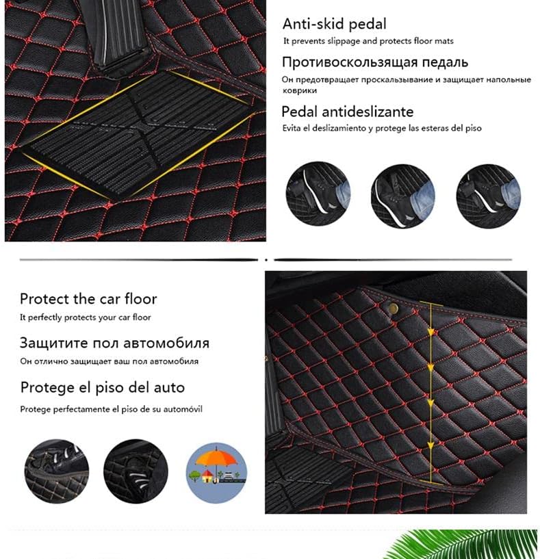 Custom Car Floor Mat Compatible with BMW Mercedes-Benz Toyota Cadillac Lexus Honda Infiniti Nissan Hyundai Kia Audi All Models Cars Sedans SUVs Automotive Mats (Black red Stripe)