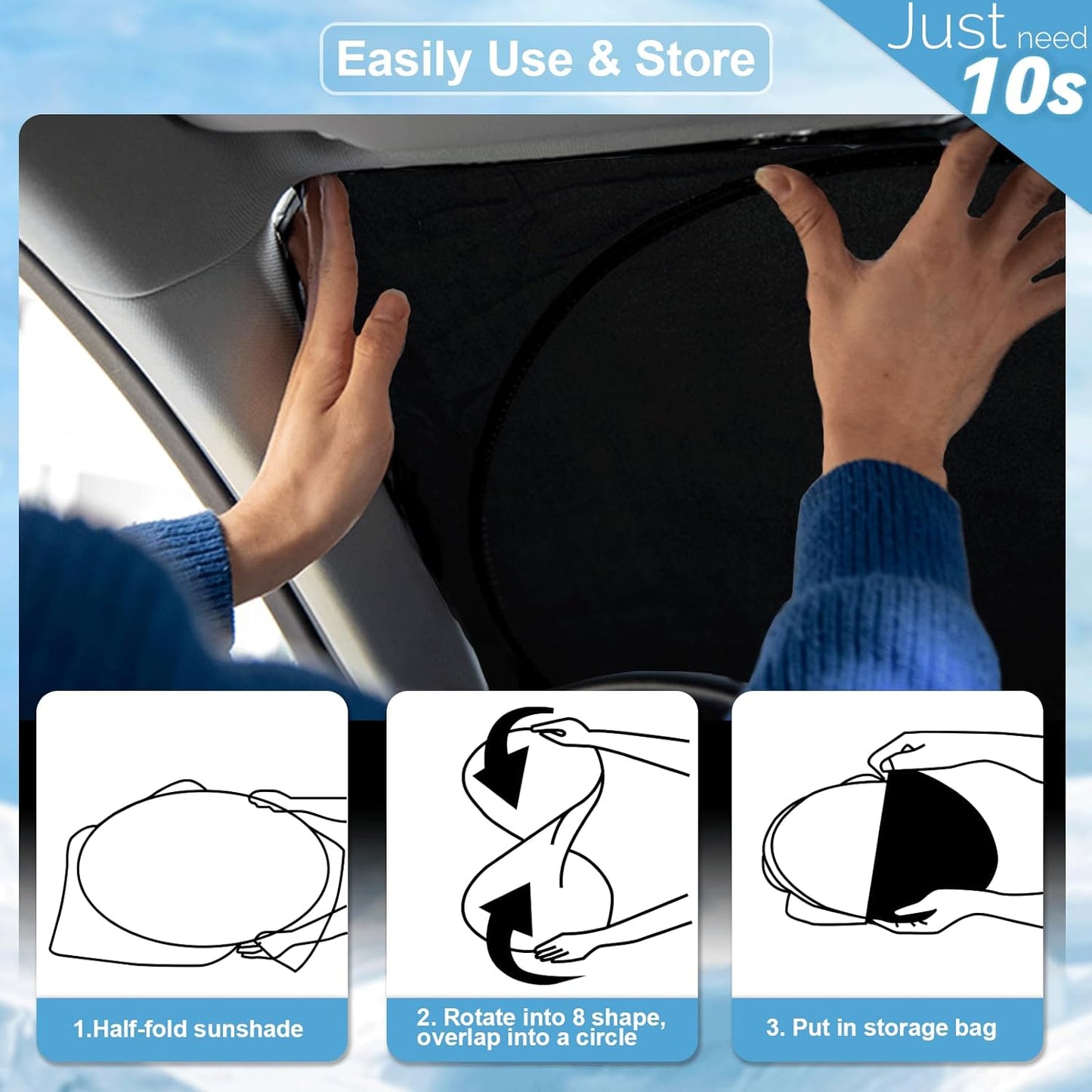 Custom Fit Nissan Kicks Windshield Sunshade 2018 2019 2020 2021 2022 2023 2024 2025 for Kicks, S, SV, SR Crossover Accessories Front Window Shades Car Shield Cover 240T Sun Visor Blocks UV Rays