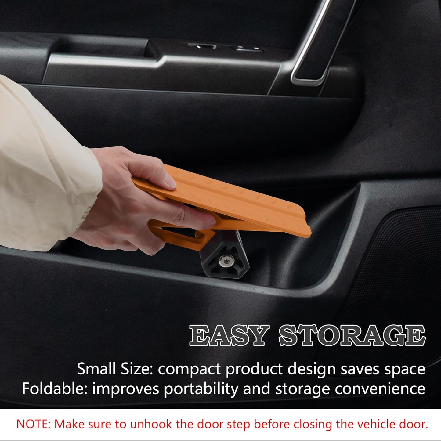 COWVIE Foldable Car Door Step Stand Pedal - Access to Vehicle's Top Roof Both Feet Stand Pedal Ladder for Most SUV Truck Jeep Orange