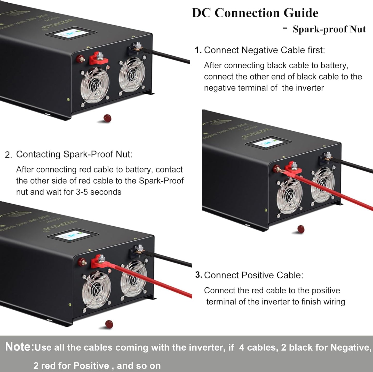 WZRELB 8000W 48V Pure Sine Wave Inverter,48 Volt DC to AC 120V 240V Split Phase Power Inverter,2*AC Hardwire Terminal,16KW Surge,High Efficiency up to 91.6% with LCD Display