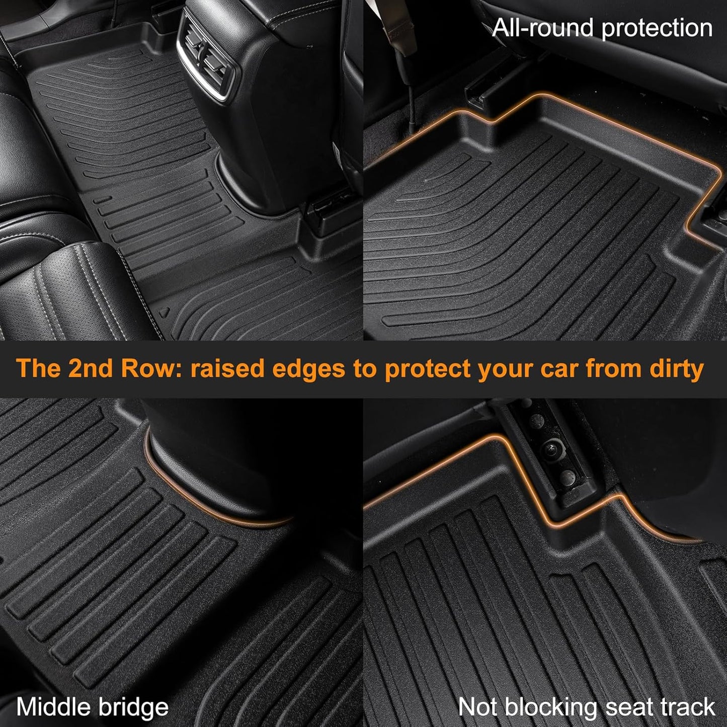 Binmotor-Floor Mats for Mazda 3 2014-2018, Front & 2nd Row, Heavy Duty Car Floor Mat Floor Liners All Weather Car Mats for Mazda 3 Accessories