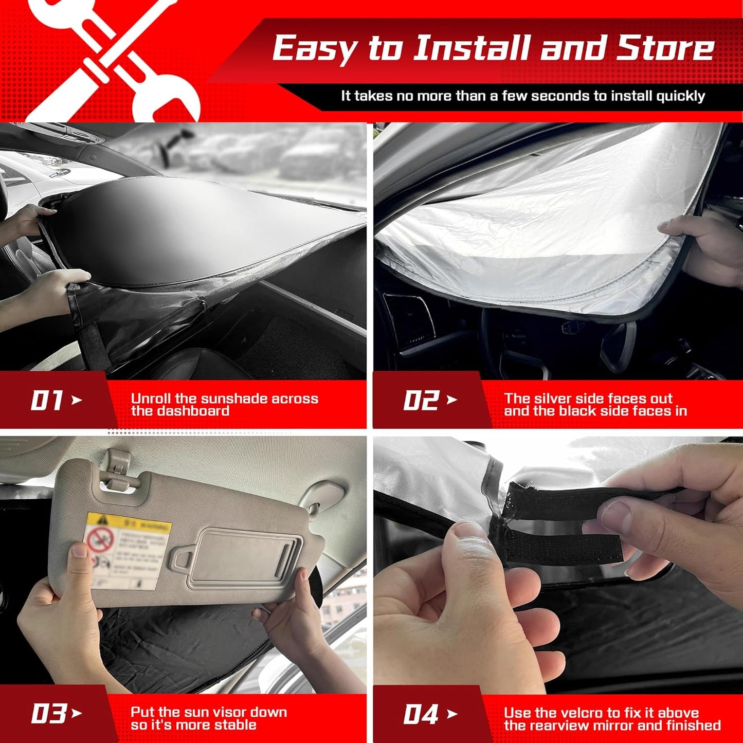 ARISMOTOR Windshield Sun Shade for Ni-ssan Armada 2017-2024, Custom Fit Foldable Front Window Sunshade Sun Visor Protector, Block UV Rays Keep Your Car Cooler