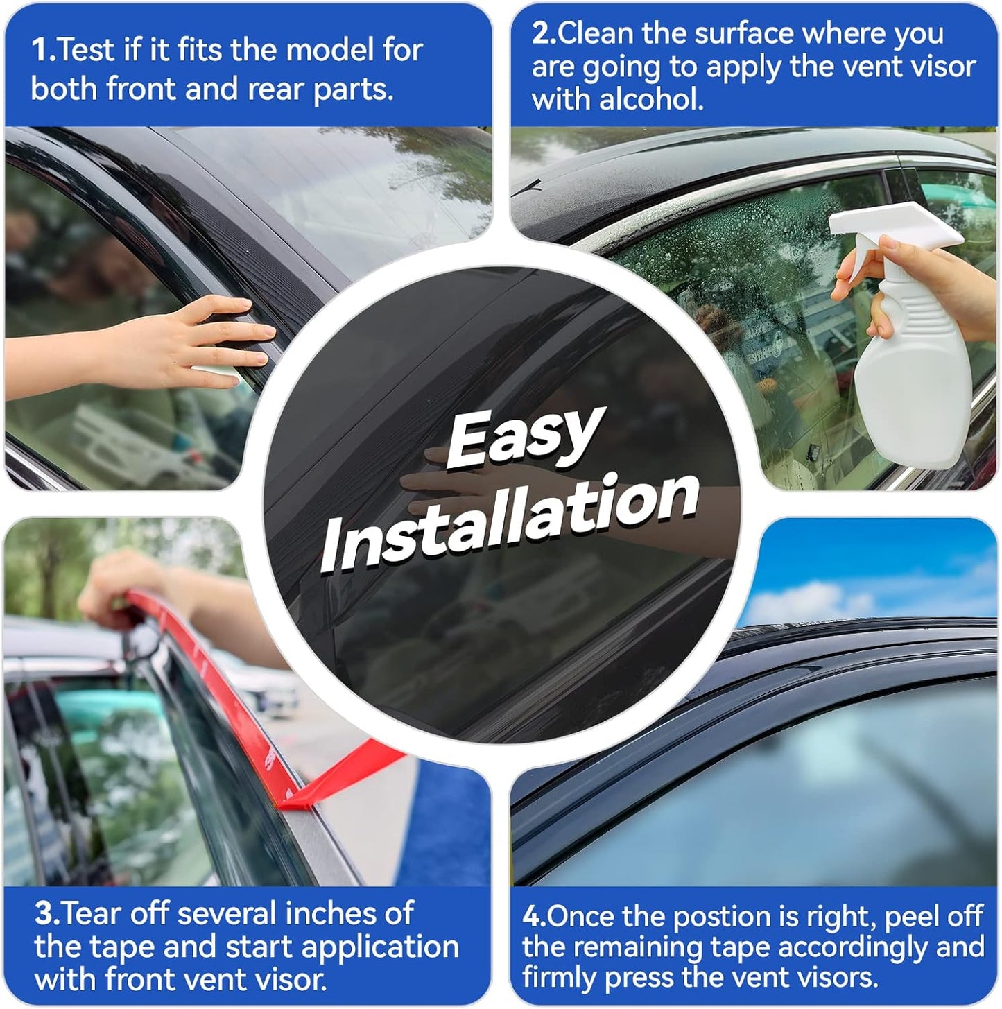 Window Visors Rain Guards for 2022 2023 2024 2025 Honda Civic, Out-Channel Window Vent Wind Deflectors Visors Shades for 22 23 24 25 Civic, for Sedan ONLY