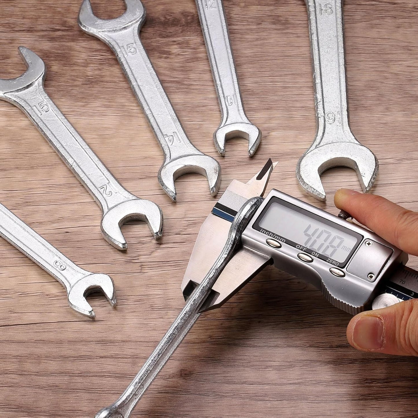 HARFINGTON Double Open End Wrench 10mm x 13mm Metric 15 Degree Offset Angle Small Flat Head Wrench Galvanizing Open Ended Spanner for Automotive Repair Furniture Assembly