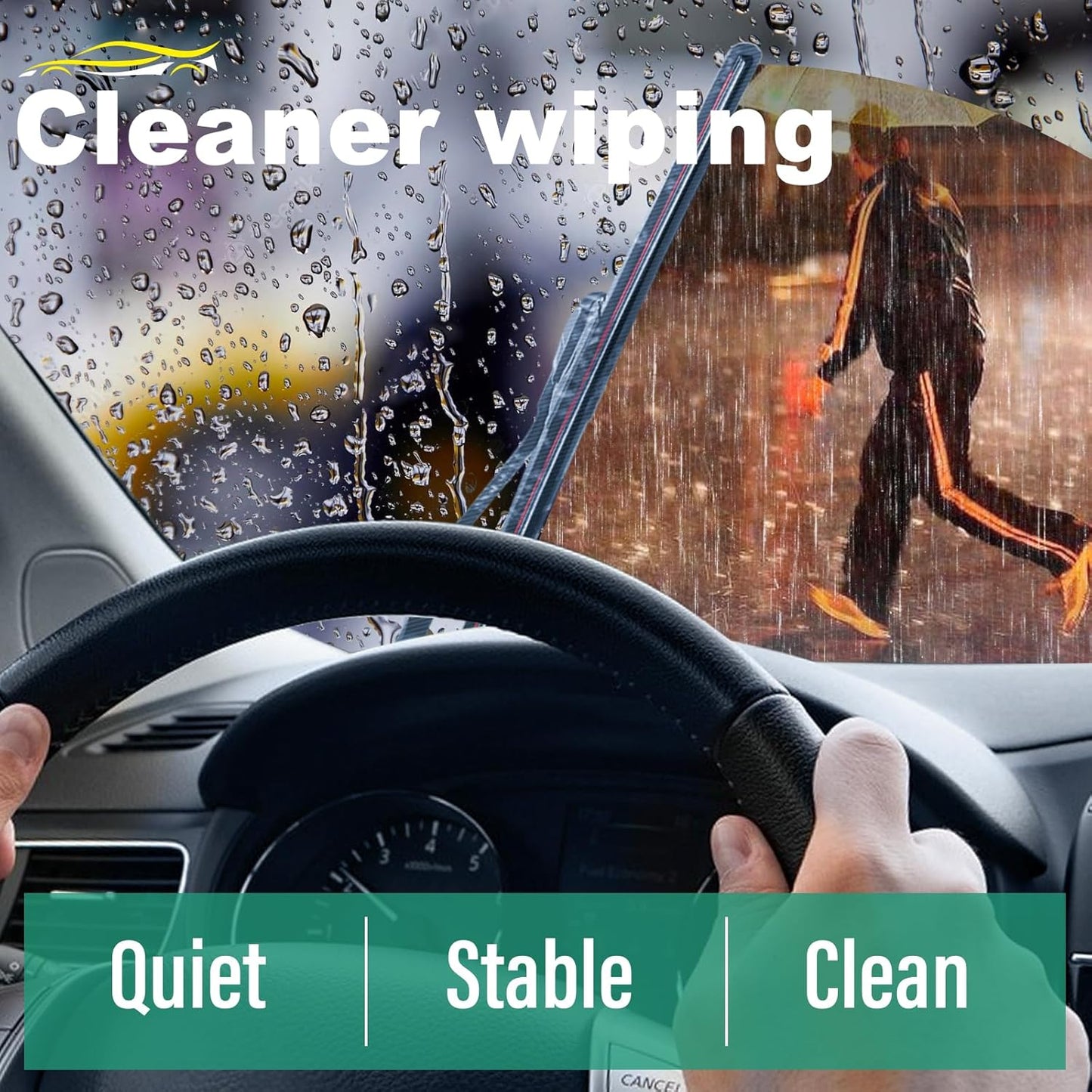 26" 18" 14" Windshield Wiper Blades Replacement for Jeep Cherokee 2014 2015 2016 2017 2018 2019 2020 2021 2022 2023 Premium All Weather Front Rear Wipers Set - OEM Quality (Pack of 3)