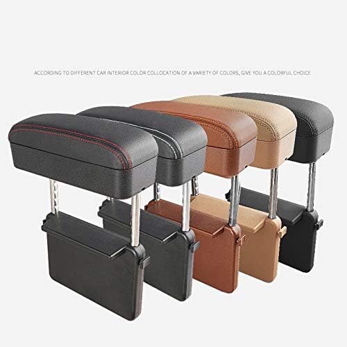 JEYODA Car Armrest Box Adjustable Pad Refit Car Central Lift Armres Storage Organizer Box Arm Rest(Black White line)