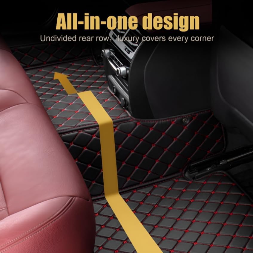 Add Personal Touch to Your Vehicle with IMEISH Customizable Logo Text Car Mats for 99% of vehiclesPads Protection Non-Slip Leather Floor Liners (Orange and Black Beige)