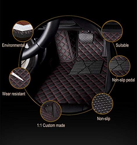 Custom Car Floor Mat Compatible with BMW Mercedes-Benz Toyota Cadillac Lexus Honda Infiniti Nissan Hyundai Kia Audi All Models Cars Sedans SUVs Automotive Mats (Black red Stripe)