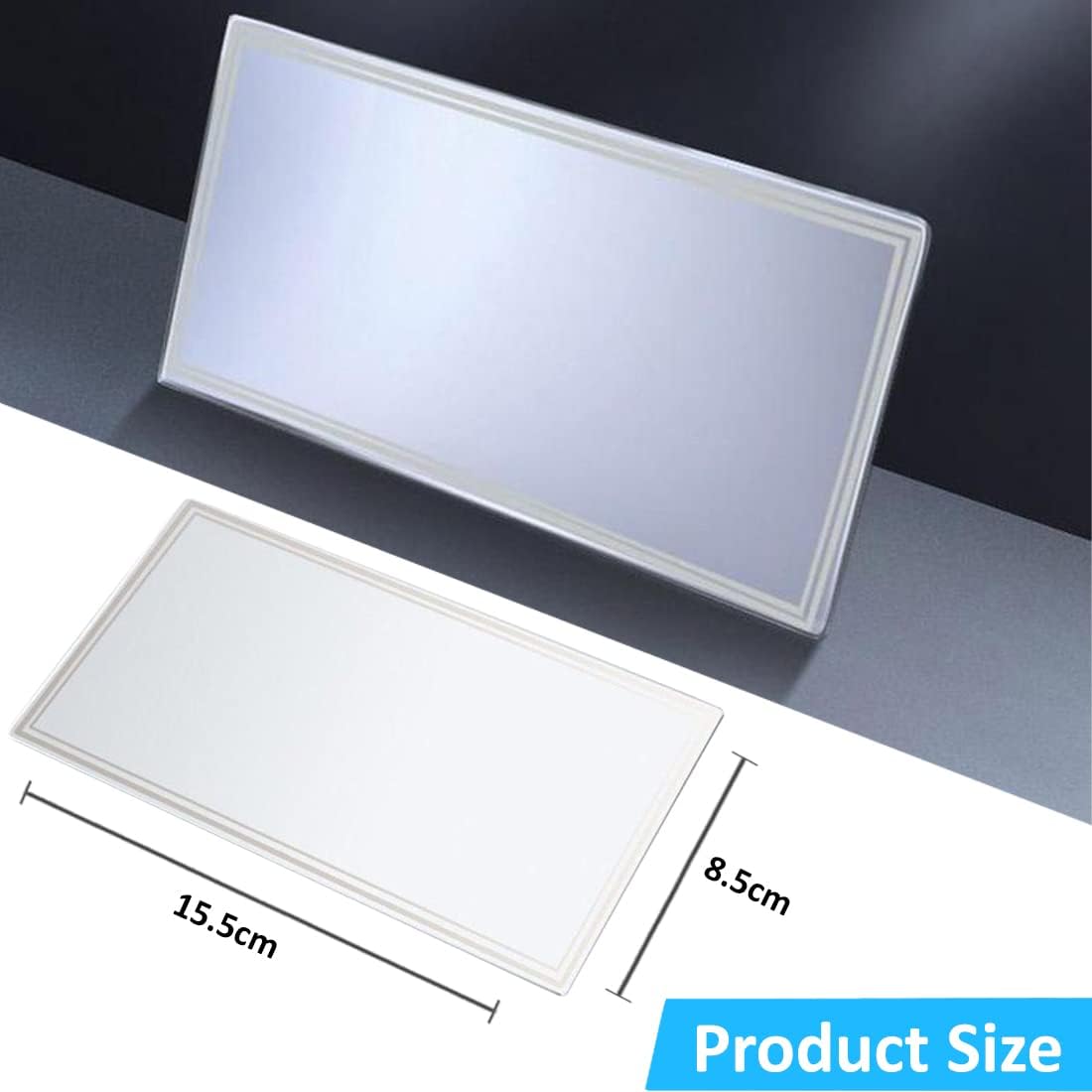 Randconcept - Large Car Sun Visor Adhesive Vanity Mirror, Car Interrior Cosmetic Makeup Mirror, Seatback Stainless Steel Portable Accessories for Automotive Truck SUV Vehicle