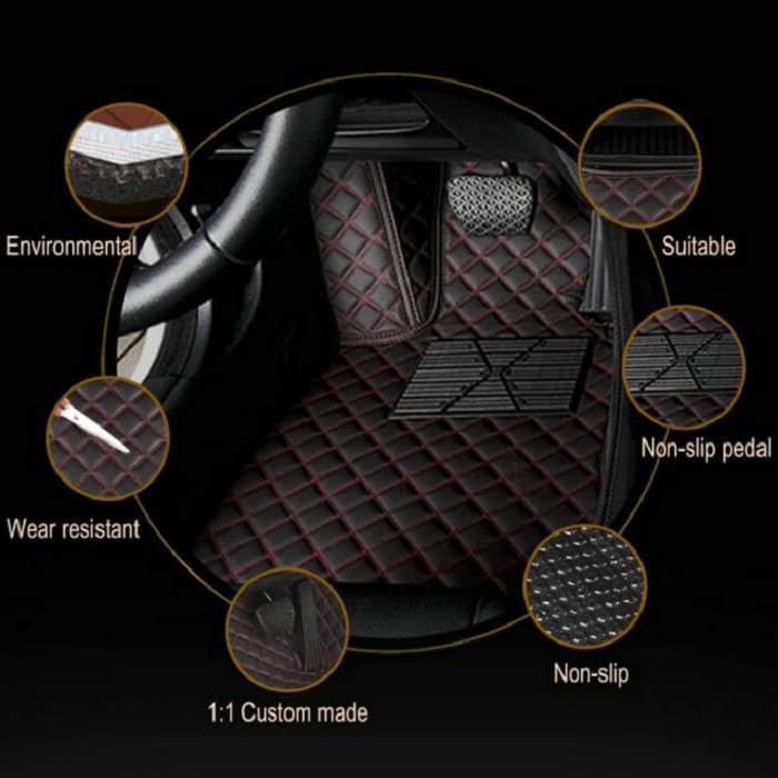 Customized Personalized car Floor mats, All-Weather Luxury car Floor mats, Waterproof and Anti Slip Leather car Floor mat Lining, 95% Customized car, Truck, and SUV Floor mats (Black)