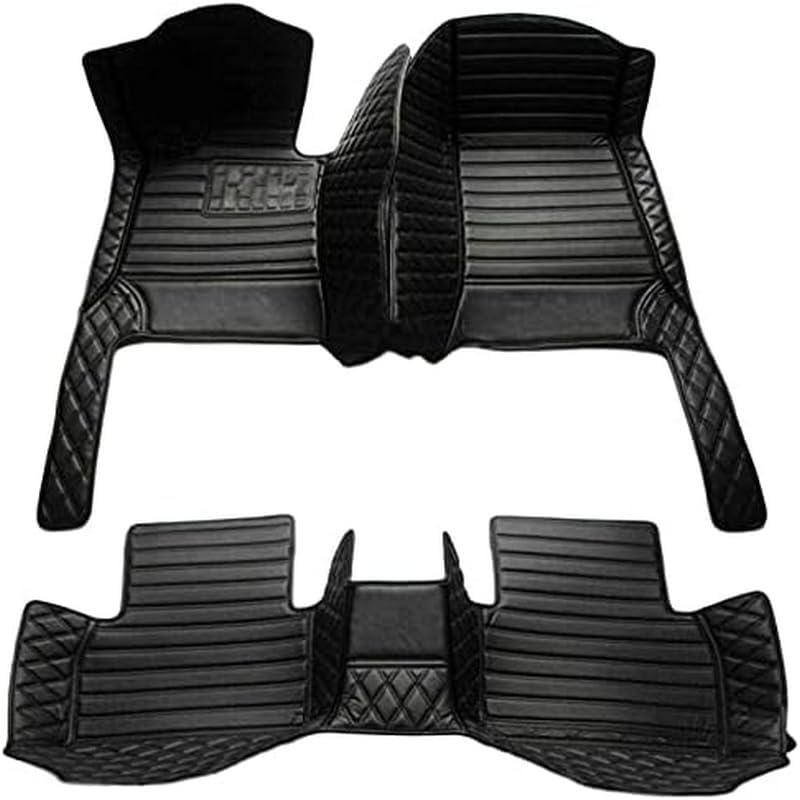 TAHALICustom Colors Car Floor Mats Black Pink for 99.9% Sedan SUV Sports， All-Weather Liners Car Floor mat，Luxury Leather Automotive Floor Mats (Black-,3D Floor Mats)