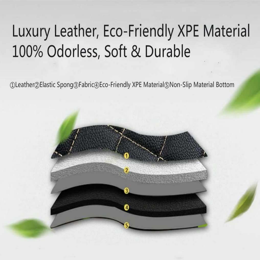 Custom All-Weather Protection Leather Car Floor Mats for Cars Sedan SUV Sports Car Waterproof Floor Mat (Light Brown)