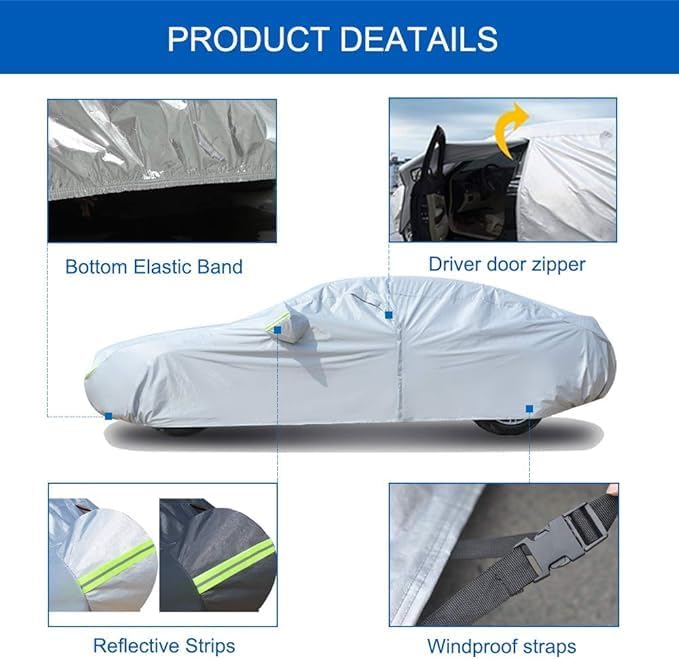 KouKou OxfordWaterproof SUV Car Cover Suitable for Jeep Grand Cherokee from 2005 to 2025, Windproof All Weather Waterproof Outdoor Cover Sun Rain UV Dust Snow Protection.
