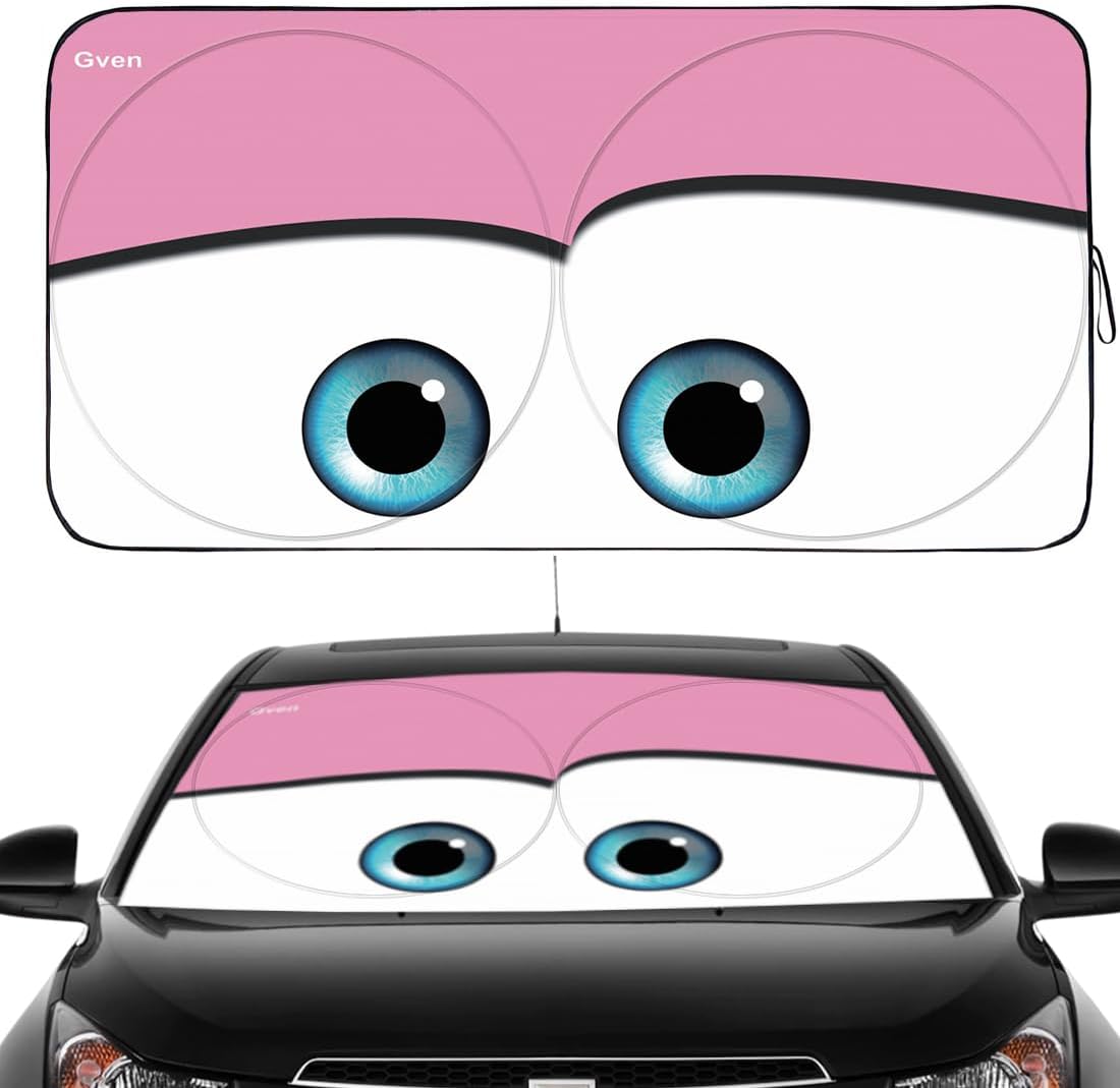 Gven Windshield Sun Shade Truck 2025 Car Accessories for F150 Windshield Cover Sun Shade Automotive Interior Sun Protection Front Window Sun Visor Protector Blocks UV Women Girl Car Decor(Pink, XL)