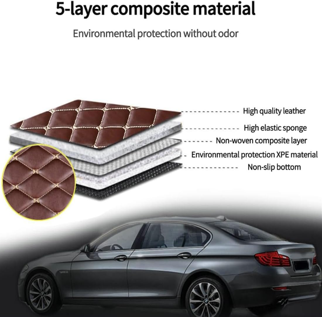 Custom Personalized Floor Mats for Cars，Luxury Full Coverage All Car Floor Mats，Anti-Slip Leather Car Mat Set ，Custom Floor Mats for 99% of Cars, Trucks & SUVs. (Beige and Black)
