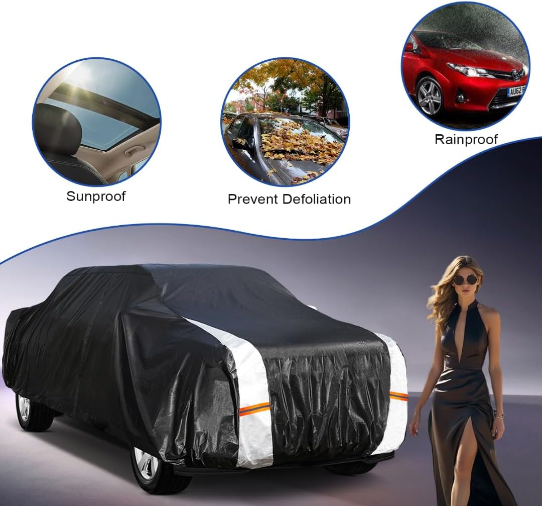 Toyota Tacoma Truck Cover Custom Fit 1995-2025 Xtra/Access/Double Cab SB (5'-6.125') with Door Zipper, 12 Layers Full Exterior Pickup Truck Cover Waterproof All Weather, Wind Dust Sun Protector.