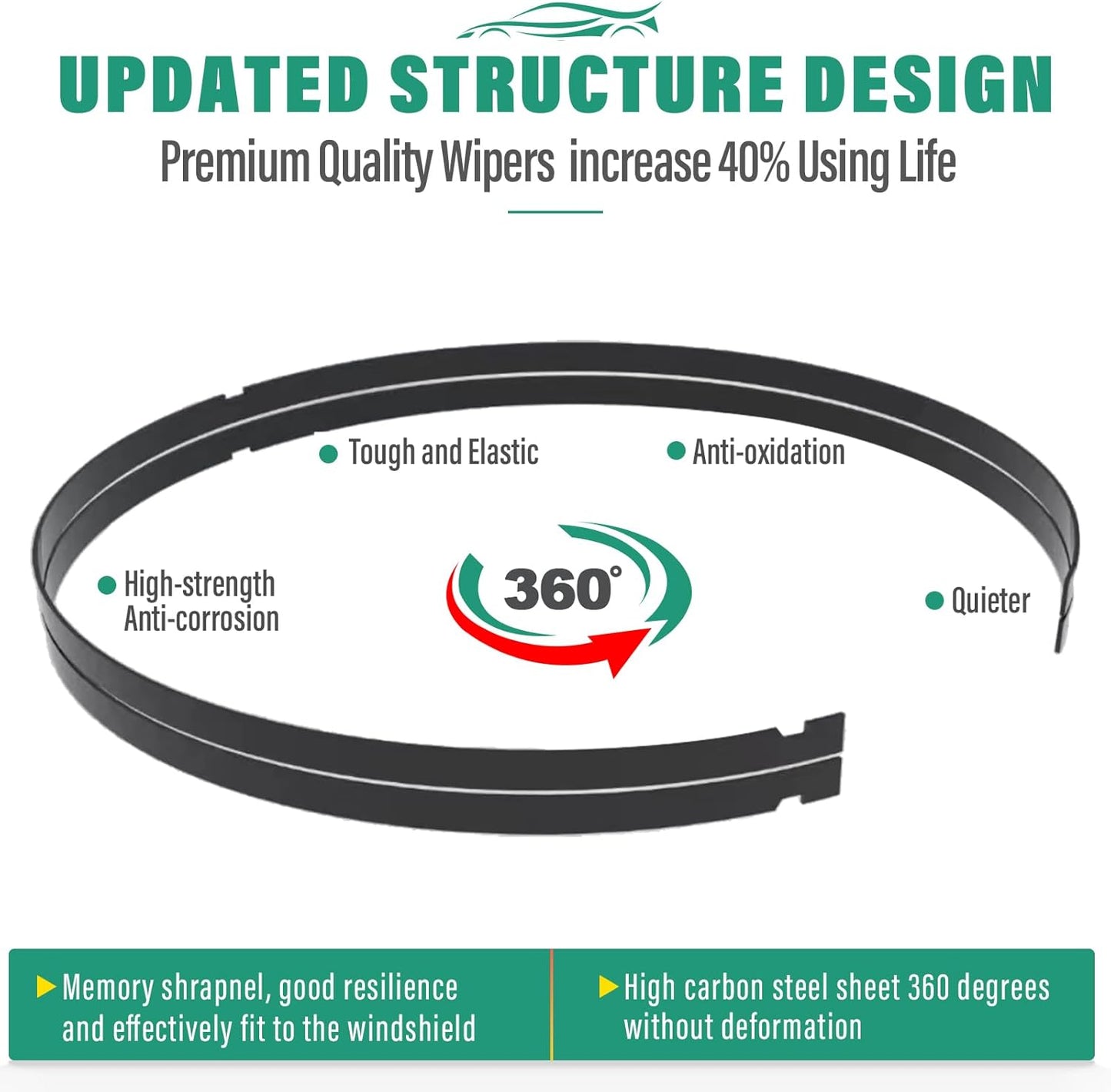 26" 18" 12" Windshield Wiper Blades Replacement for Nissan Murano 2017 2018 2019 2020 2021 2022 2023 2024 Premium All Weather Front Rear Wipers Set - OEM Quality (Pack of 3)