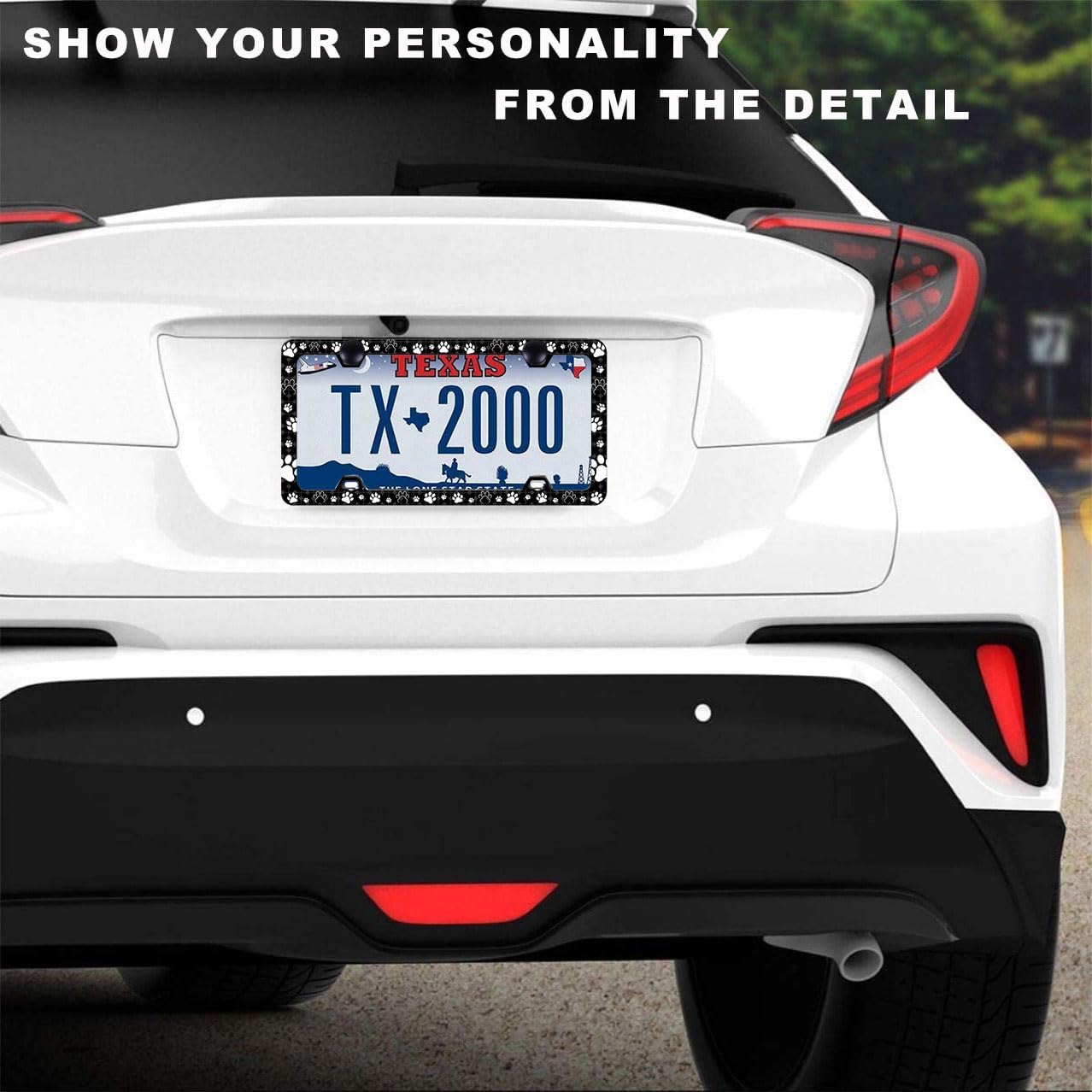 License Plate Frames Paw Prints License Plate Holder Bear Paw Auto Accessory Bracket Aluminum License Tag Plate with Screws-6x12 Inch-1Pcs