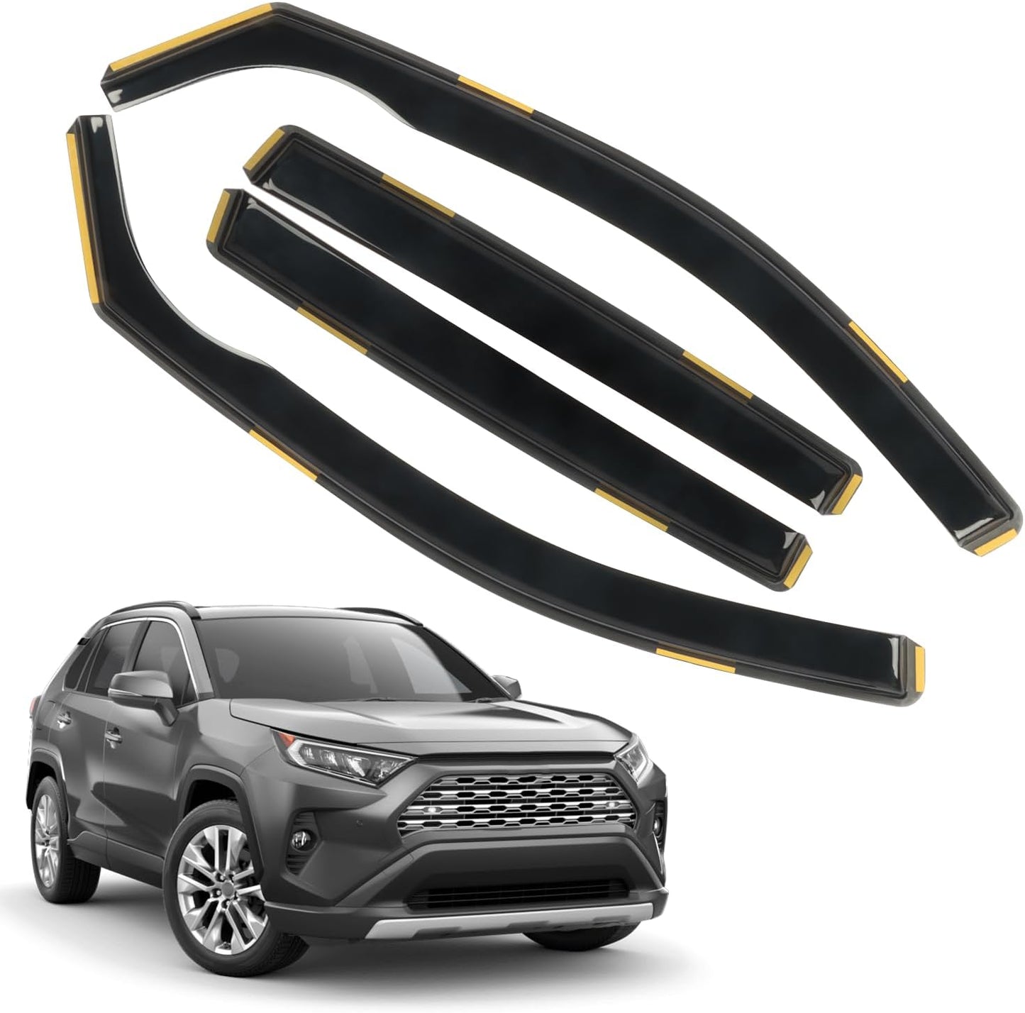 4 PCS in-Channel Window Rain Guards Fit for 2019-2025 Toyota RAV4, Smoke Tinted Vent Window Visors, Window Vent Deflector, Sun Visors Vent Shades, Car Accessories 2020 2021 2022 2023 2024