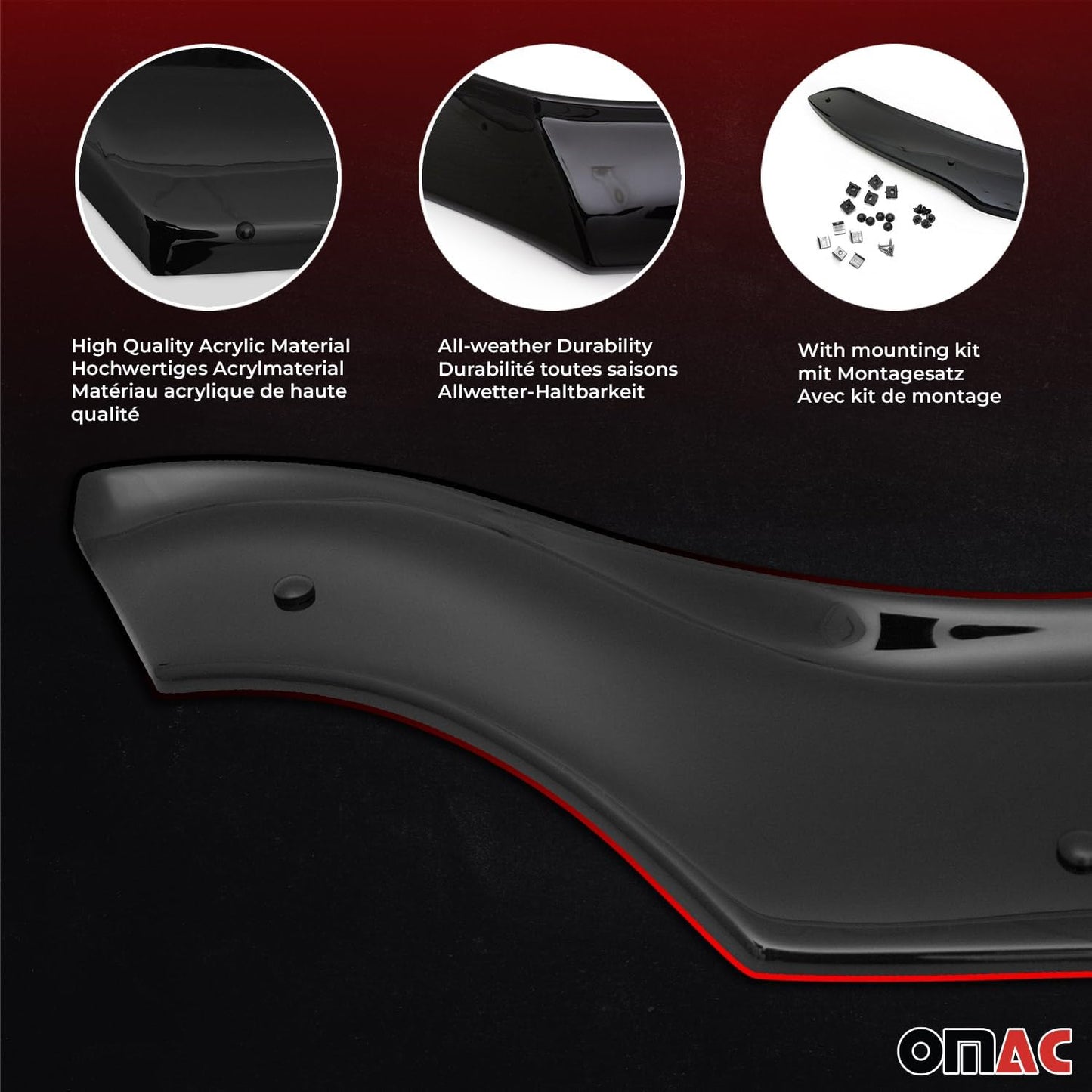 OMAC Front Bug Shield Hood Deflector Guard for Kia Sportage 2023-2025 Black Smoke