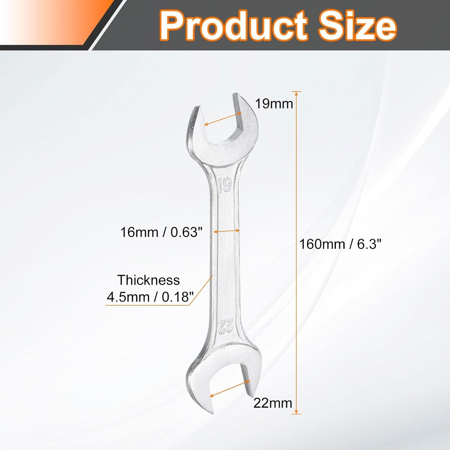 HARFINGTON 5pcs Double Open End Wrench 19mm x 22mm Metric 15 Degree Offset Angle Small Flat Head Wrench Galvanizing Open Ended Spanner for Automotive Repair Furniture Assembly