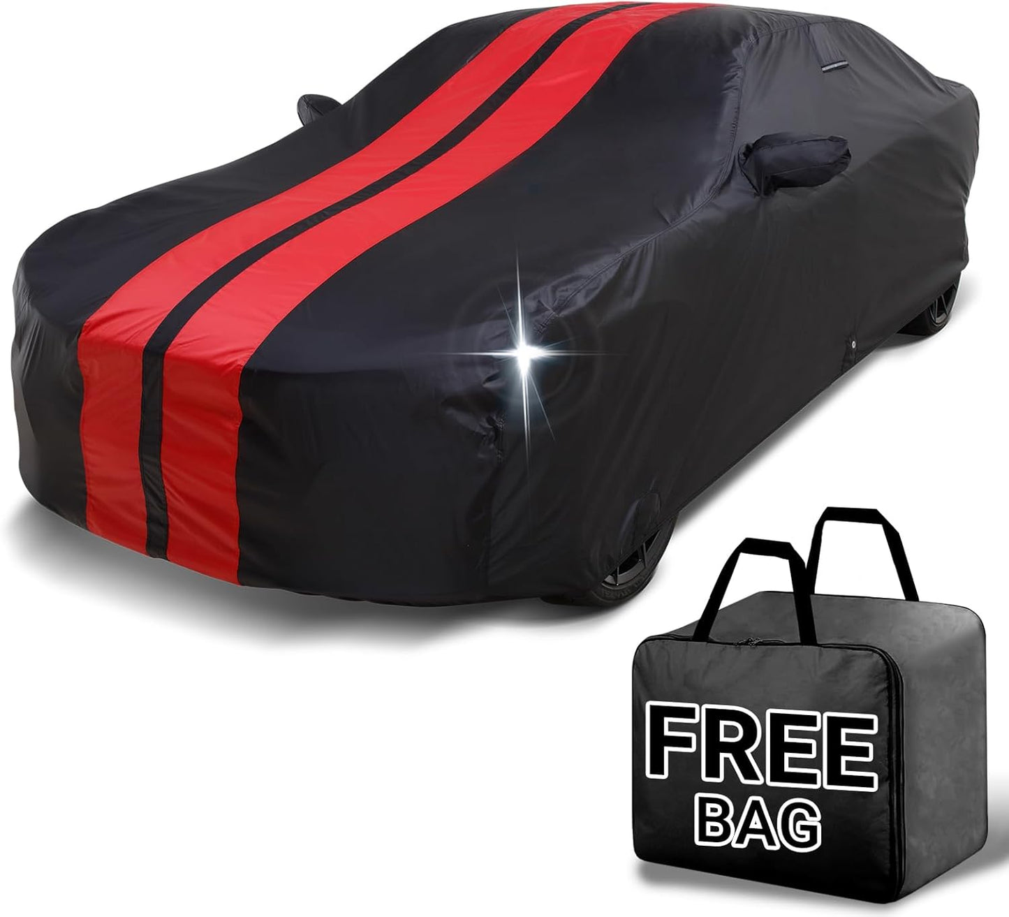 iCarCover Custom Car Cover for Chevy Beretta (1987-1996) Waterproof All Weather Rain Snow UV Sun Protector Full Exterior Indoor Outdoor Car Cover (Stripe - Black/Red)