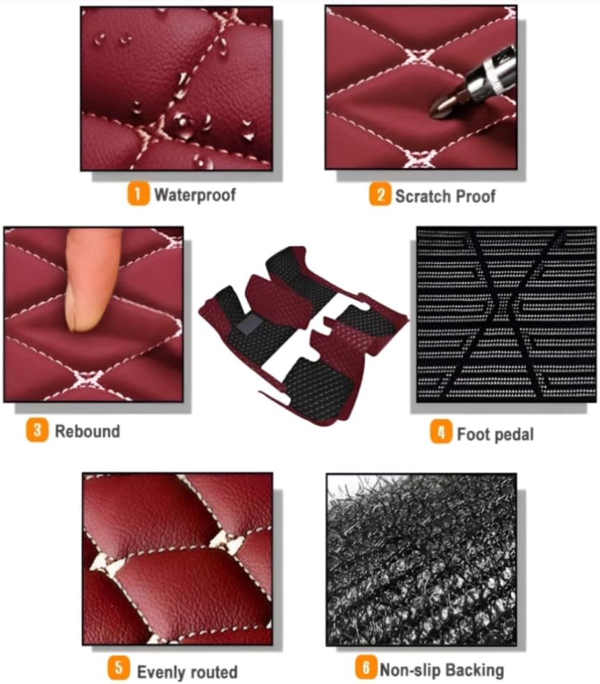 Add Personal Touch to Your Vehicle with IMEISH Customizable Logo Text Car Mats for 99% of vehiclesPads Protection Non-Slip Leather Floor Liners (Light Brown and Black Beige)