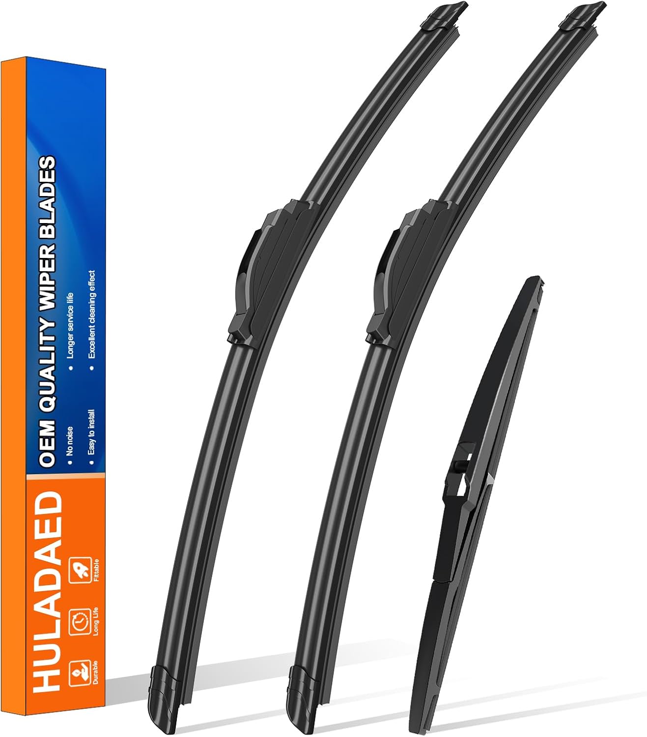 HULADAED® 26''+16''+11'' Windshield Wipers Replacement for Hyundai Kona 2023-2018 Hyundai Accent Kia Rio 2019-2012 Silicone Front Rear Wiper blades for MY Car-All Weather & Quiet(3 PACK)