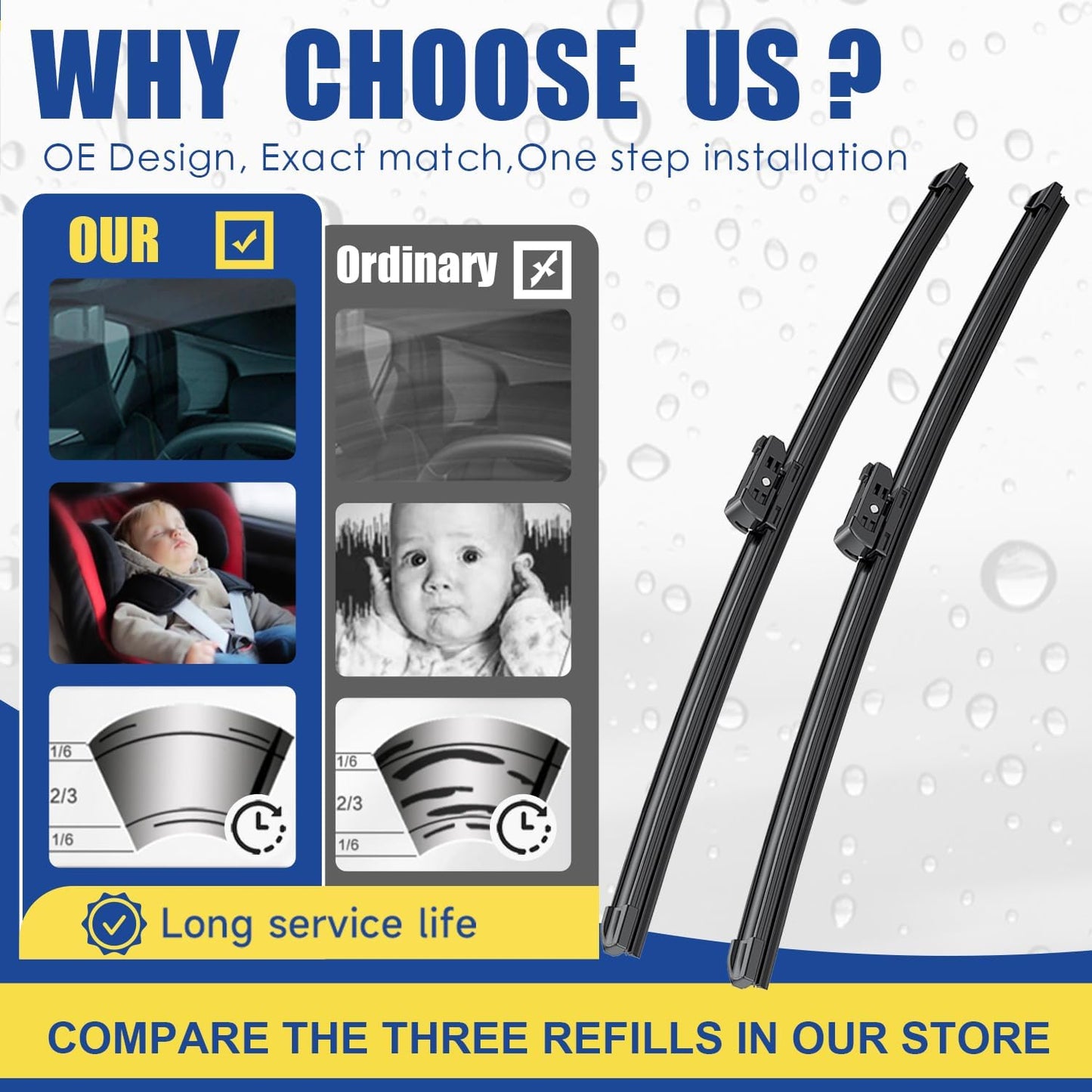 2 Wipers Factory Replacement For 2014-2018 Chevrolet Silverado GMC Sierra Original Equipment Windshield Wiper Blades Set - 22"+22" Top Lock (Set of 2) Not for J HOOK
