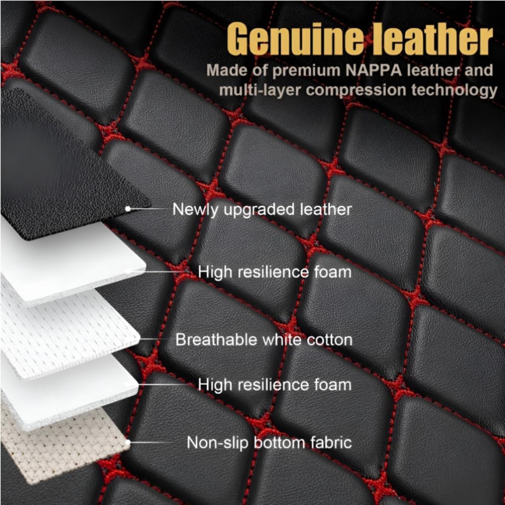 Add Personal Touch to Your Vehicle with IMEISH Customizable Logo Text Car Mats for 99% of vehiclesPads Protection Non-Slip Leather Floor Liners (Red Rice)