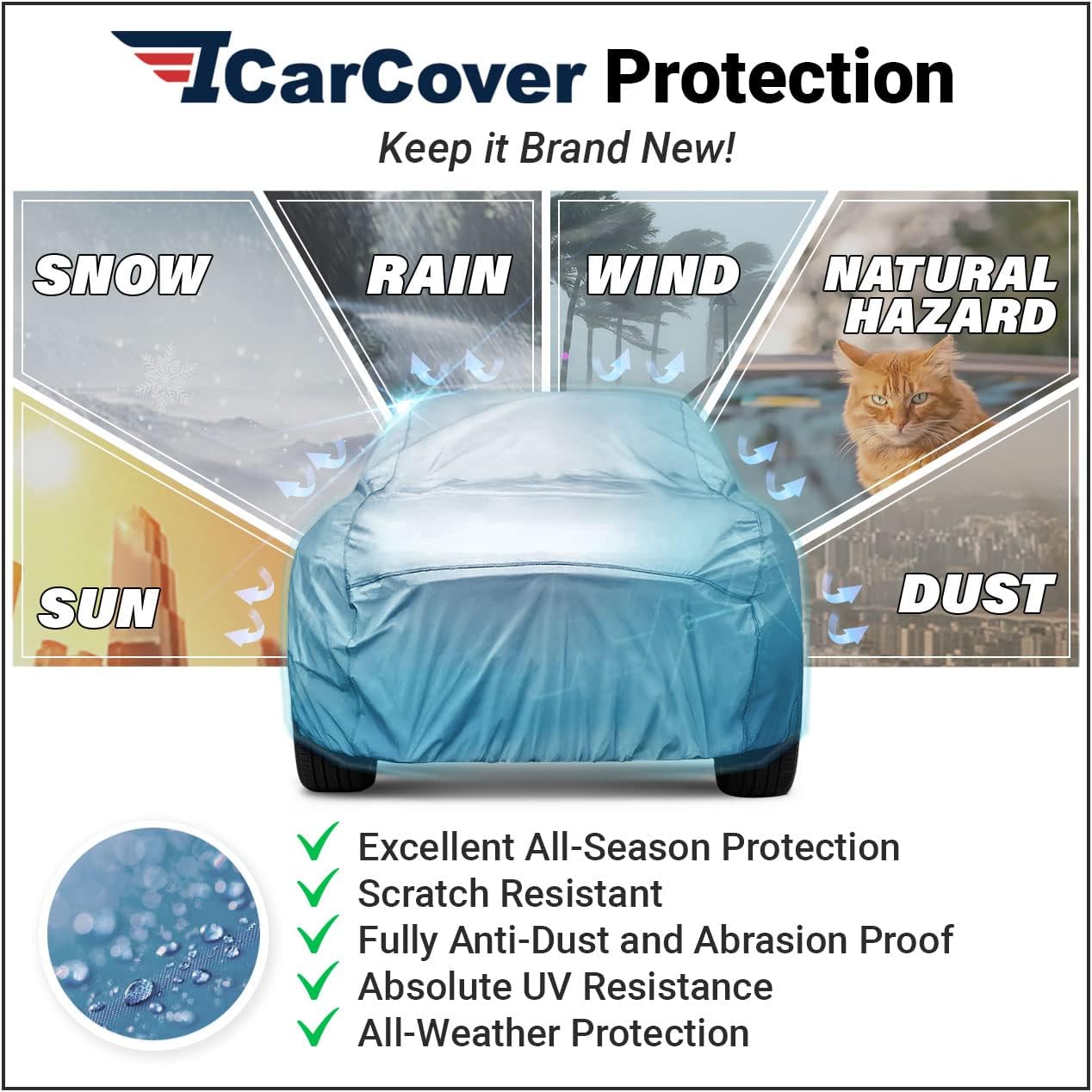 iCarCover Premium Car Cover for 1982-1996 Buick Century Sedan, Coupe Heavy Duty Waterproof All-Weather Automobiles Custom Fit Indoor Outdoor UV Snow Protection Covers with Straps and Bag