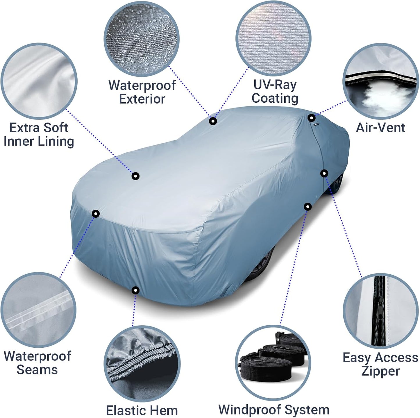 iCarCover Premium Car Cover for 1958-1967 Chevy Corvette C1, C2 Heavy Duty Waterproof All Weather Automobiles Custom Fit Indoor Outdoor UV Snow Protection Covers with Straps and Bag