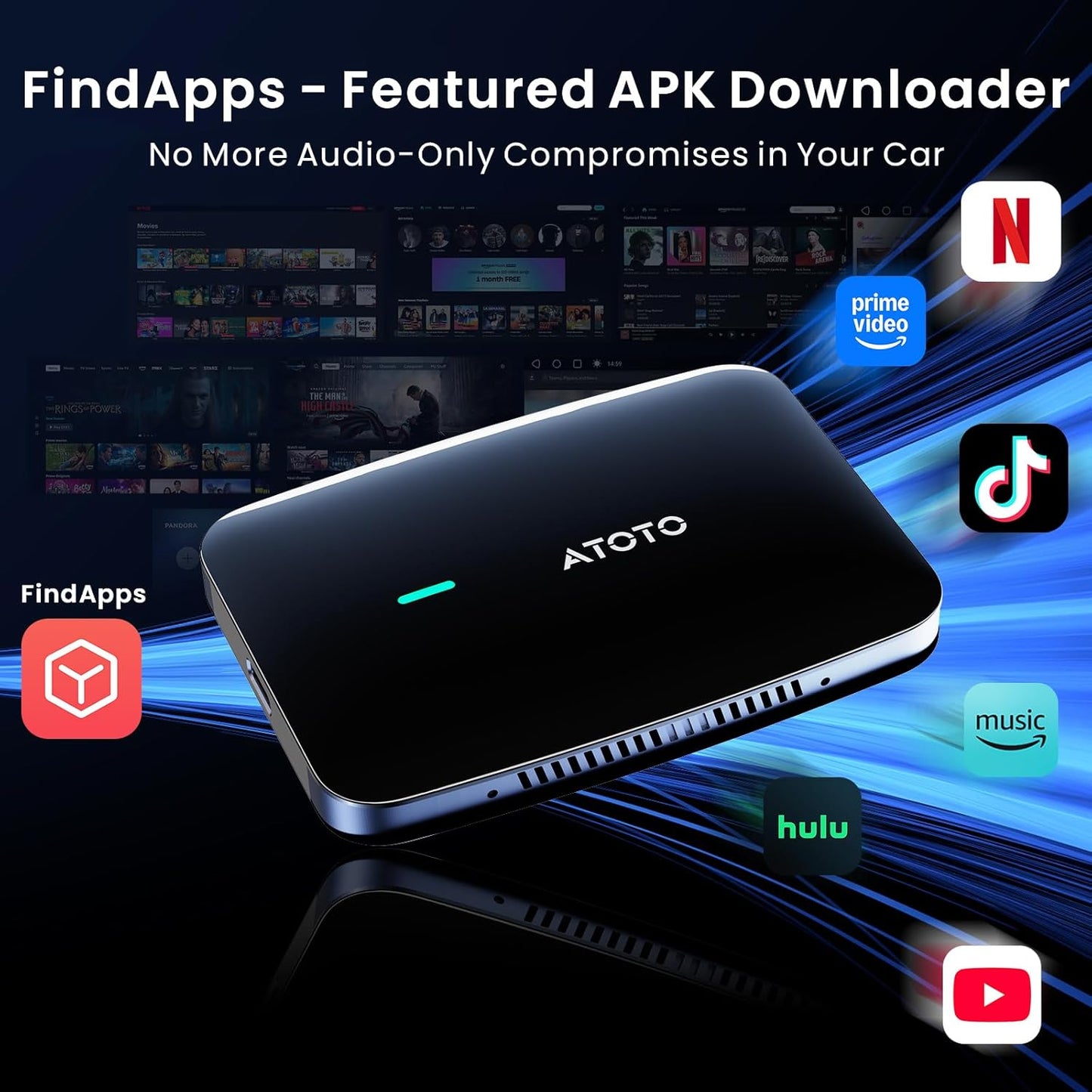 Ai Box Carplay/Android Auto Wireless Adapter, 4-in-1 Ai Box, Dual Bluetooth/WiFi, 2GB+16GB Upto 128GB, Plug & Play, for OEM Wired CarPlay AndroidAuto Stereo (CB4A-A2)