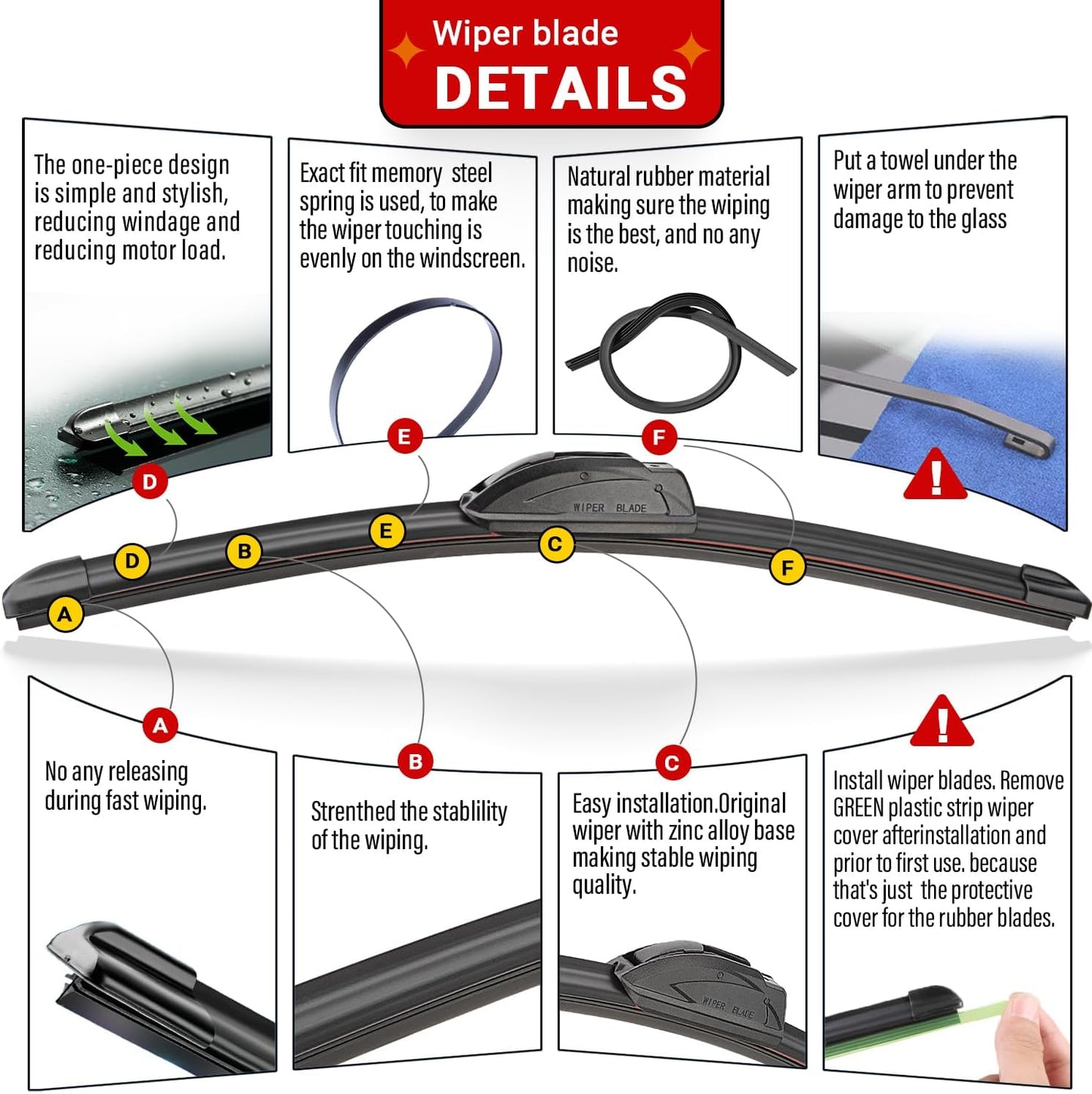 Windshield Wiper Blades Replacement for 1999-2004 Honda Odyssey / 1999-2003 Lexus RX300 Original Factory Quality Front Rear Wipers Blade Set for My Car - 24" 21" 16"