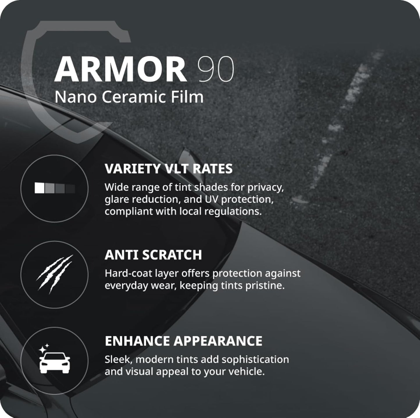 Nano Ceramic Window Tint Film for Cars - 2 Ply Scratch Resistant with Heat Control and UV/IR Rejection (20% VLT, 60inx100ft), OWFCR-10006