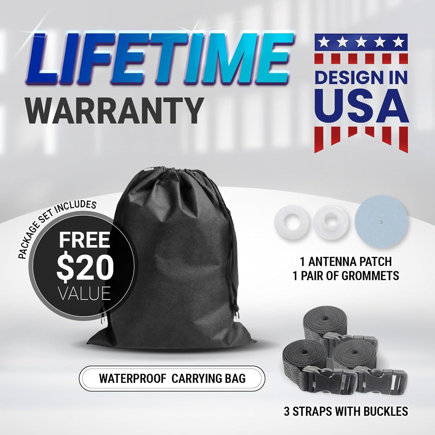iCarCover Custom Car Cover for Chevy Kingswood (1959-1961) Waterproof All Weather Rain Snow UV Sun Protector Full Exterior Indoor Outdoor Car Cover (Stripe - Black/Gray)