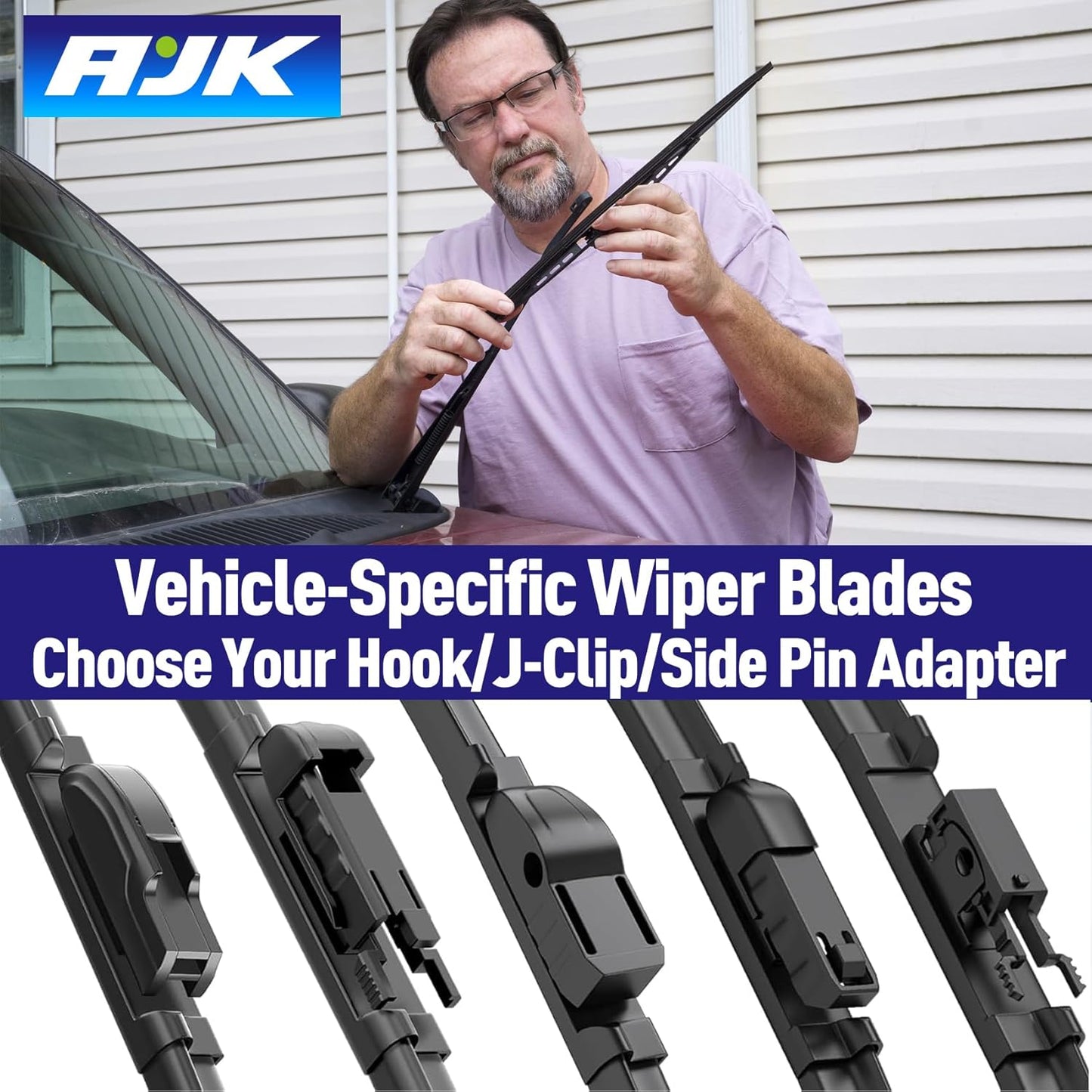 AJK Wiper Blades for Jeep Grand Cherokee 2005 2006 2007 2008 2009 2010, 2 Piece All Weather OEM Quality Automotive Replacement Windshield Wiper Blades for My Car