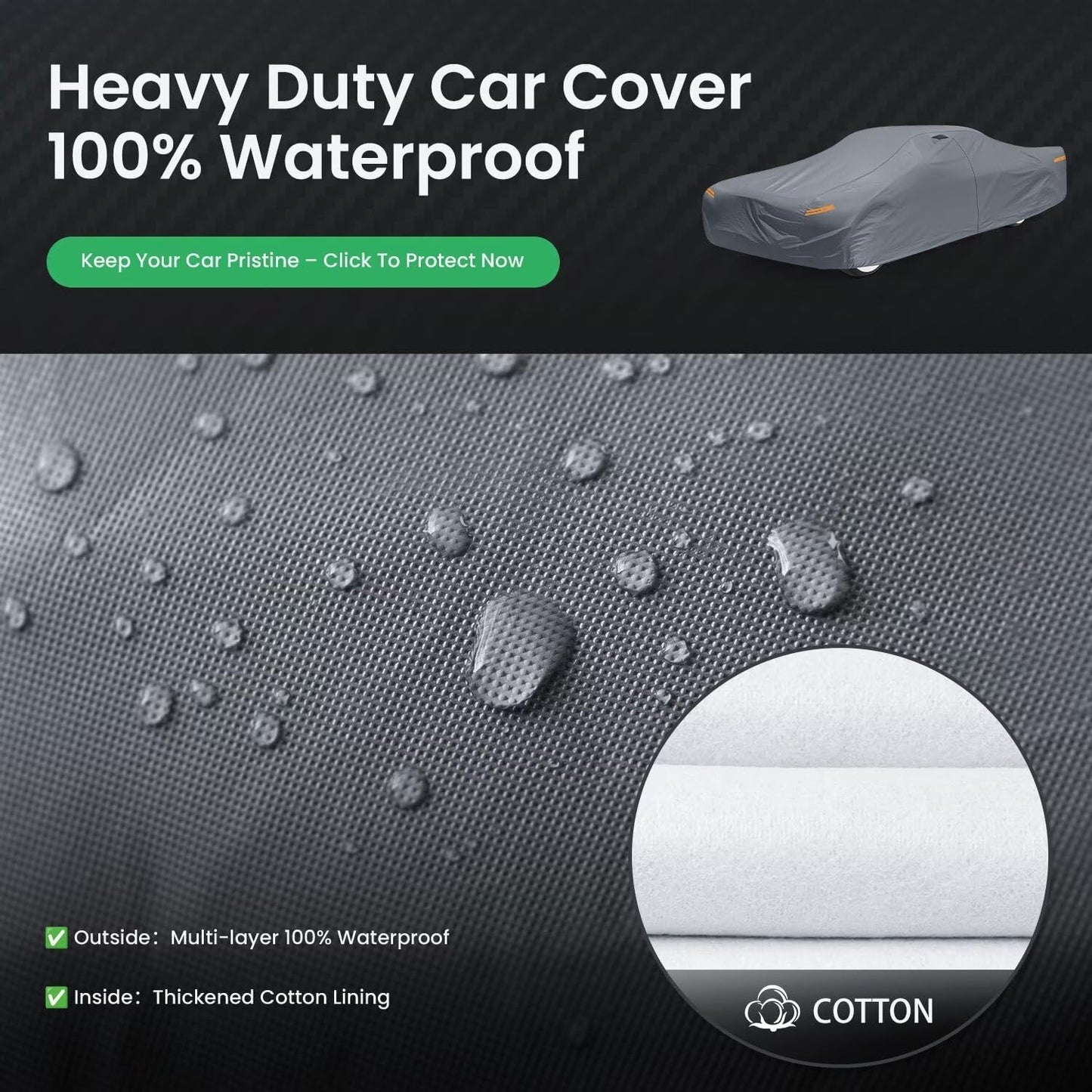 Waterproof Ford Crown Victoria(1991-2010) Car Cover with Breathable Vents, [2025 Upgrade] Premium Covers with Cotton Liner and Zipper Door, Sun Rain Snow Dust Uv Protection.(Gift with Towel)