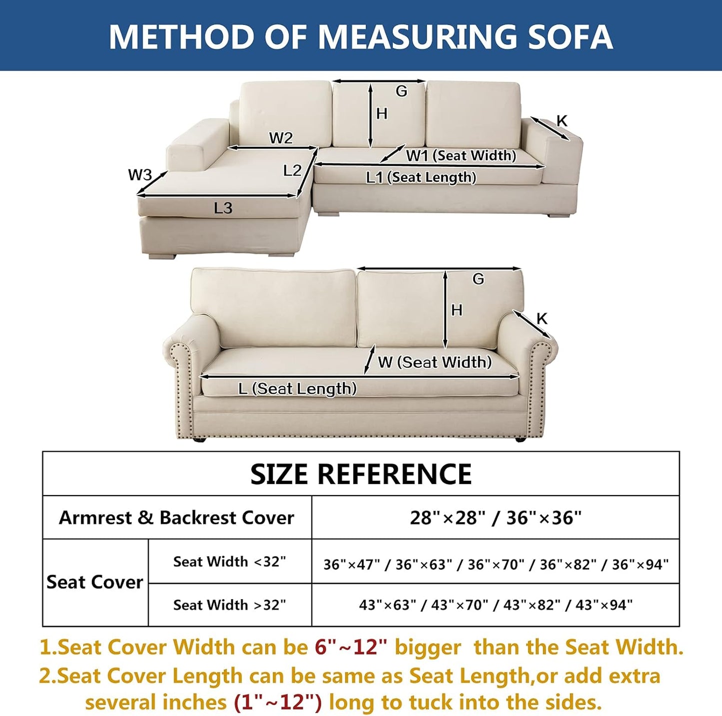 Eismodra Couch Cover,Sectional Couch Covers,Sofa Covers for 3 Cushion Couch,Anti-Slip Sofa Slipcovers for Dogs Cats Kids Loveseat Recliner L Shaped Armrest Backrest,Light Gray 36''x63''(Only 1 Piece)