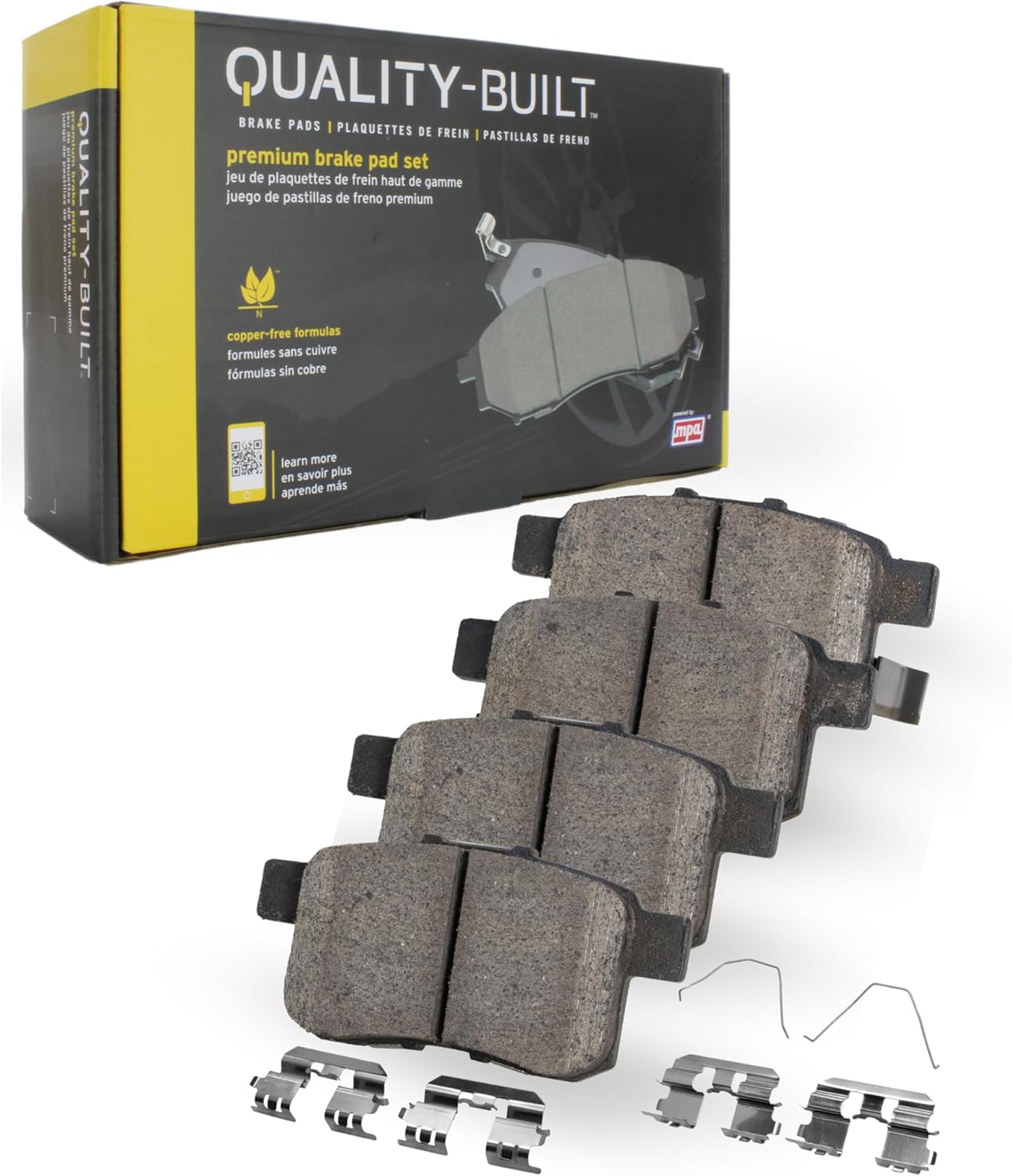Premium Semi-Metallic Front Brake Pads (1001-1618AM) Compatible with Fiat 500 2012-2019