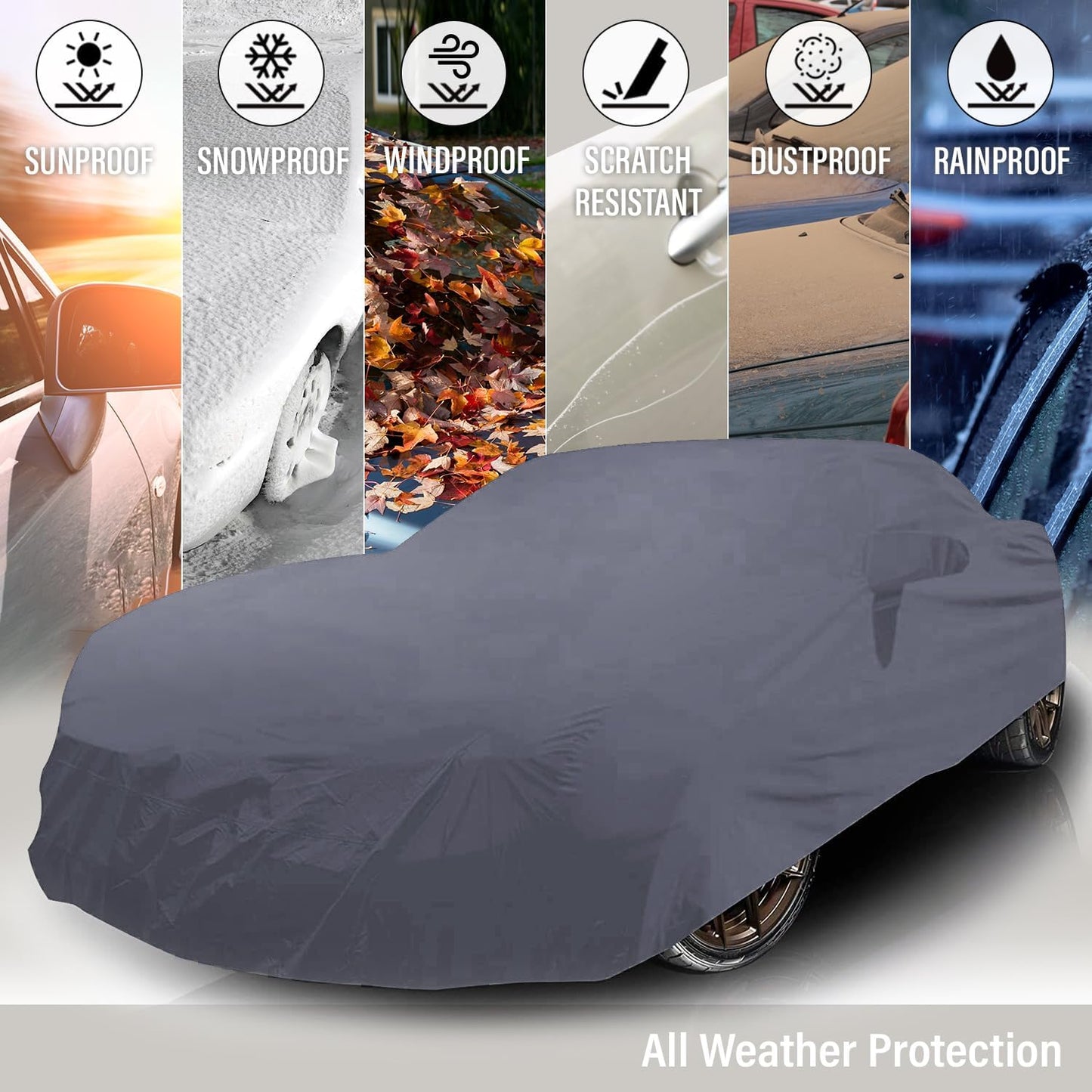 Supreme Full Car Cover – for Pontiac Tempest 1964 1965 1966 1967 Coupe 2-Door Semi Custom Fit Waterproof Full Coverage All Weather Windproof Dust Proof Indoor Outdoor Automobile
