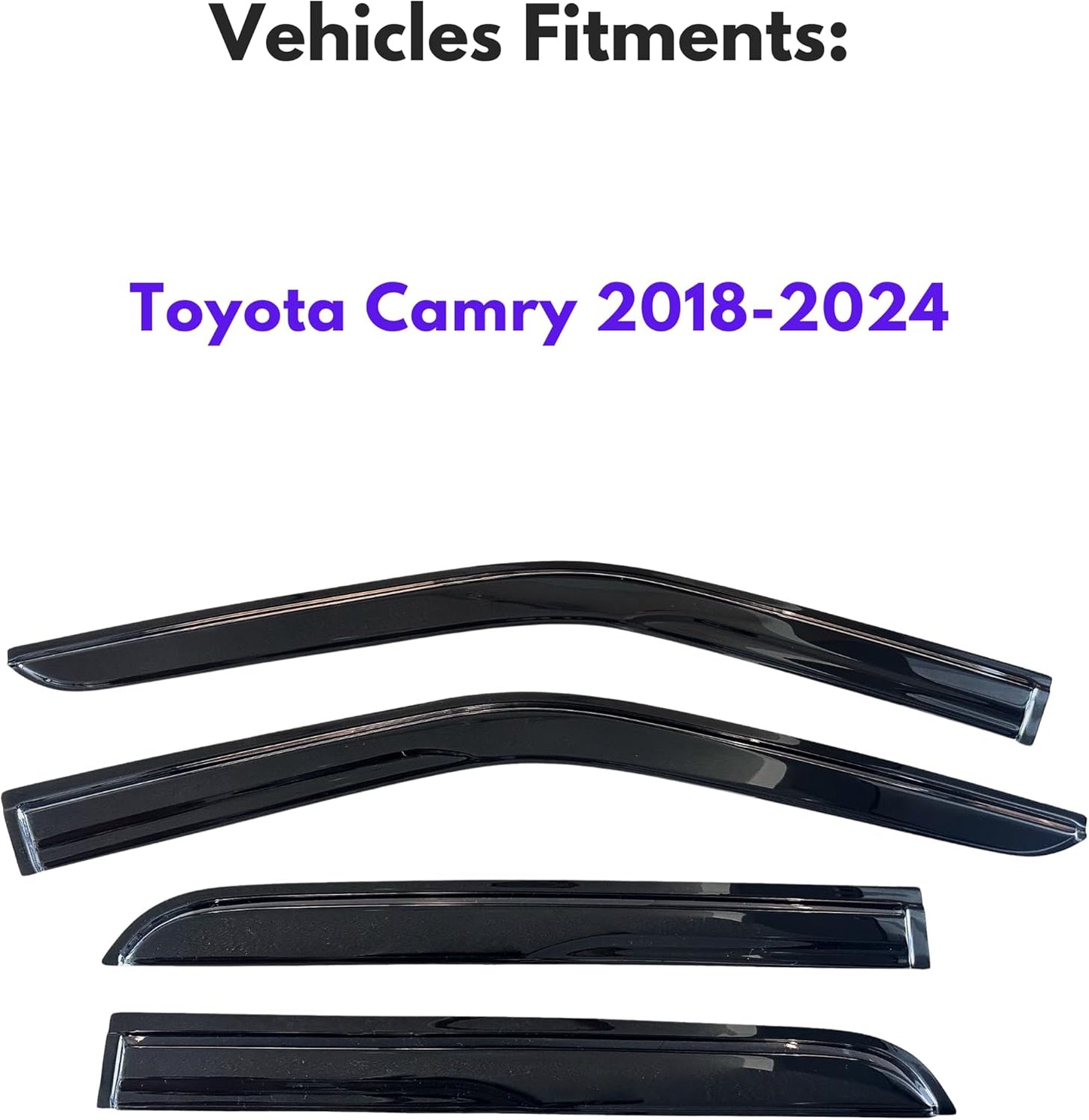 KPY Window Visor Compatible with Toyota Camry 2018-2024, 4PC Rain Guard Side Window Vent Deflectors Tape-On Mugen Style, 2018 2019 2020 2021 2022 2023 2024