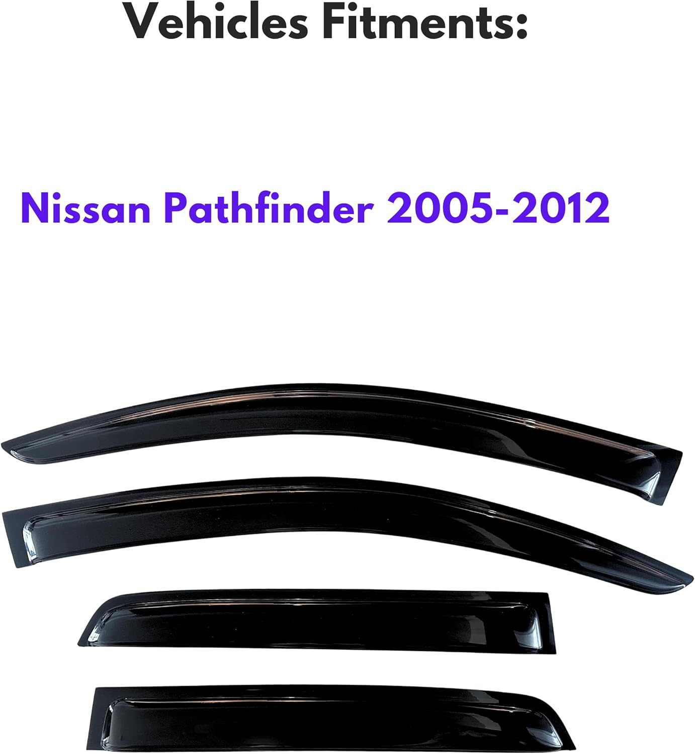 KPY Window Visor Compatible with Nissan Pathfinder 2005-2012, 4PC Rain Guard Side Window Vent Deflectors Tape-On, 2005 2006 2007 2008 2009 2010 2011 2012