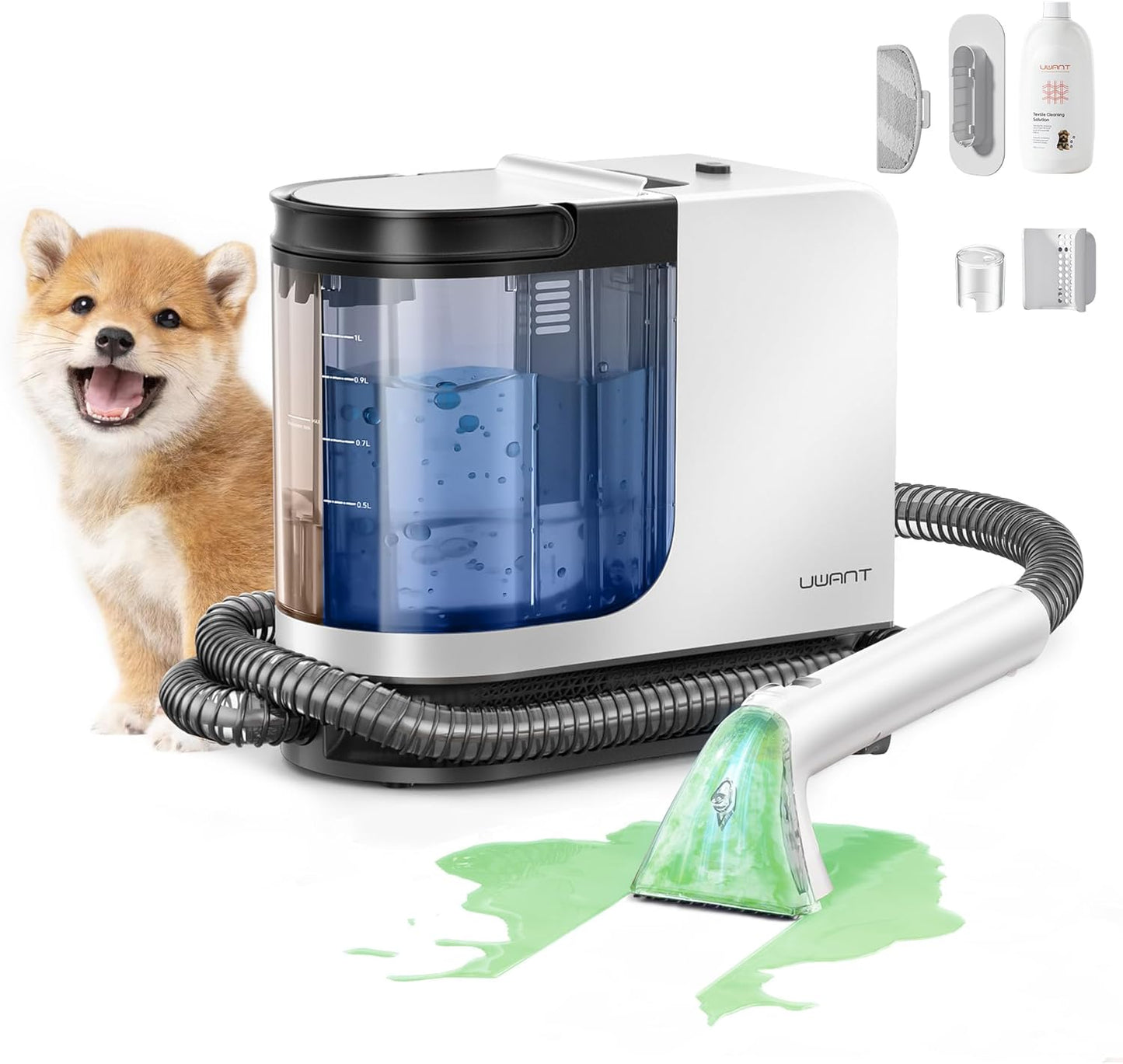 uwant Portable Carpet Cleaner 18Kpa Powerful Suction Spot Upholstery Cleaner for Deep Cleaning Self-Cleaning Carpet Cleaner Machine with Exclusive Specialty Tools (Pro 18Kpa)