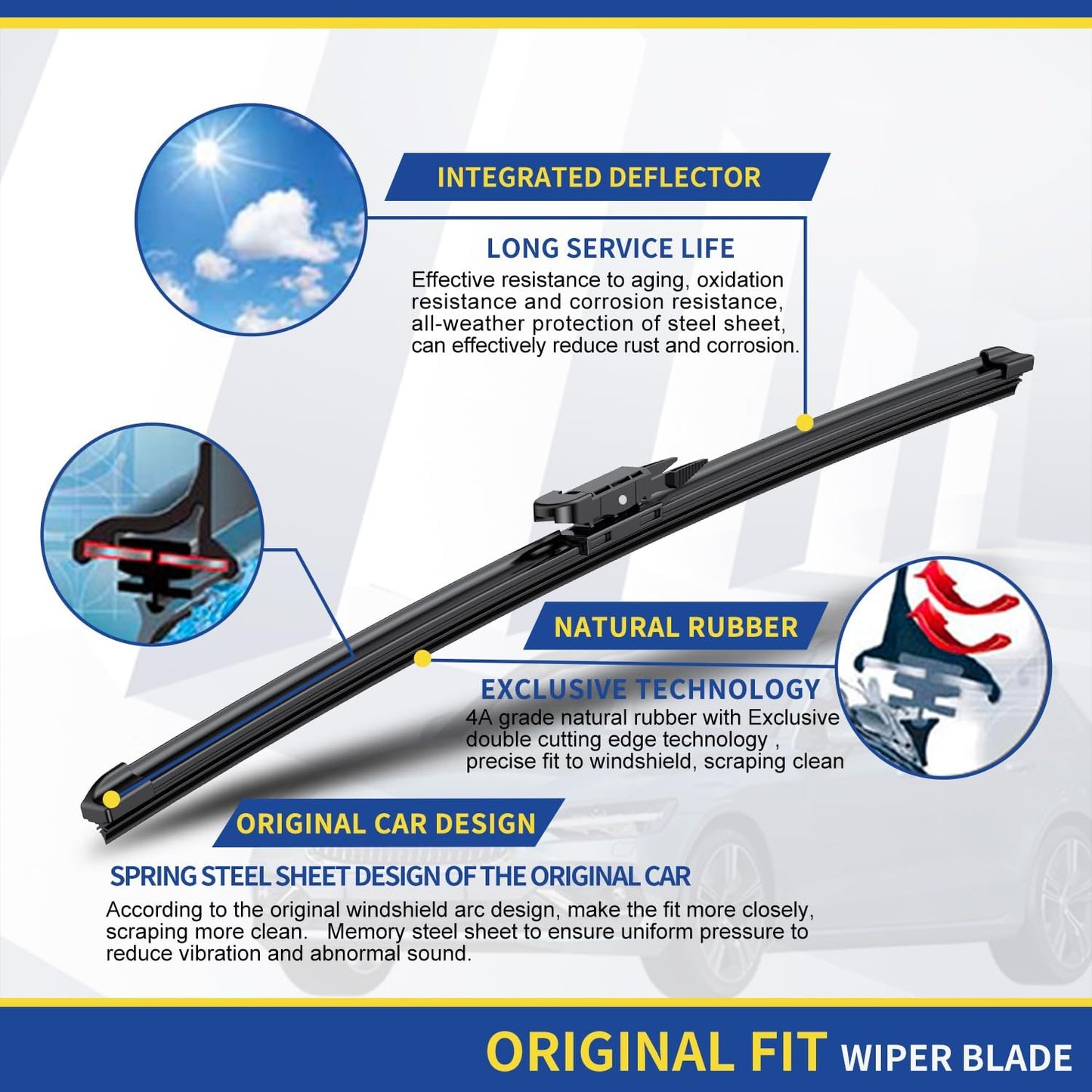 2 wipers Replacement for Volvo V70 XC70 2005-2007 XC90 2005-2014 S80 2004-2006 S60 2005-2009 Original Equipment Replacement Windshield Wiper Blades - 24"+22" (Set of 2)